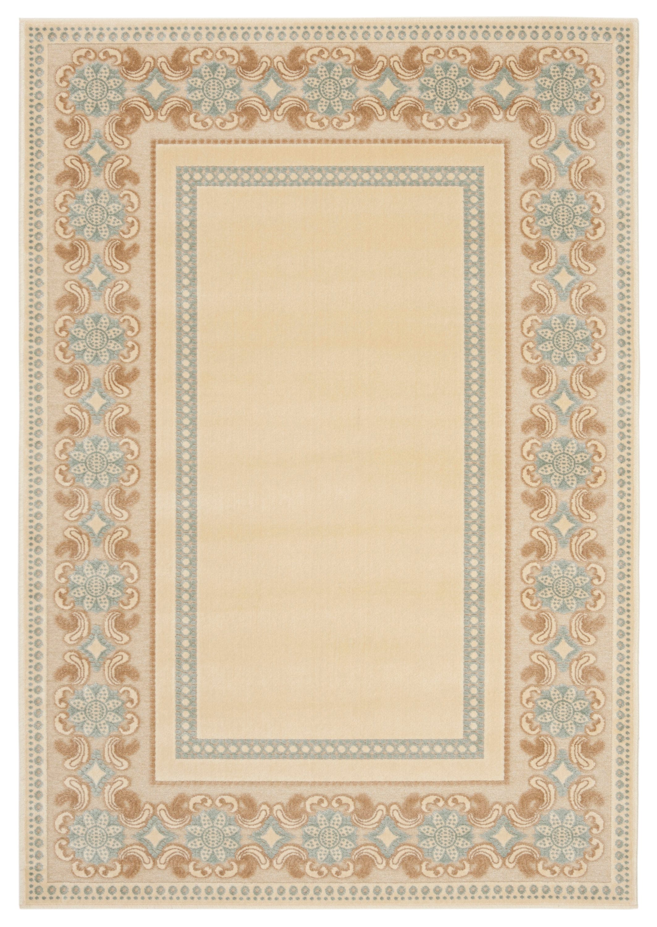 Martha Stewart MSR4440A-5 Taj Mahal 5 x 8 (ft) Tufted Synthetic Creme Rectangular Indoor Border Farmhouse/Cottage Area rug