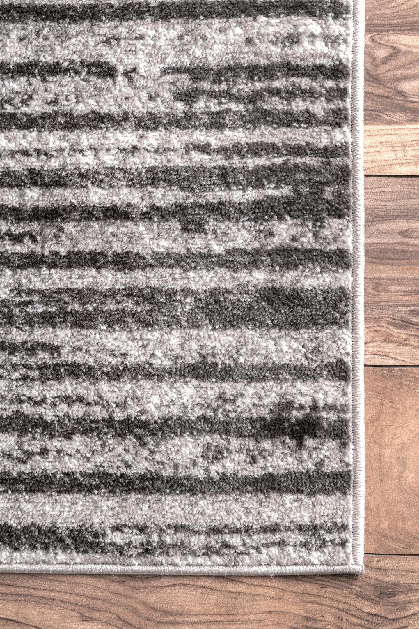 Gray Striped Synthetic Easy Care 2x3 Area Rug