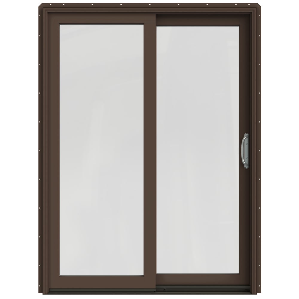 JELD-WEN 60-in x 80-in Low-e Argon Dark Chocolate Clad-wood Sliding ...