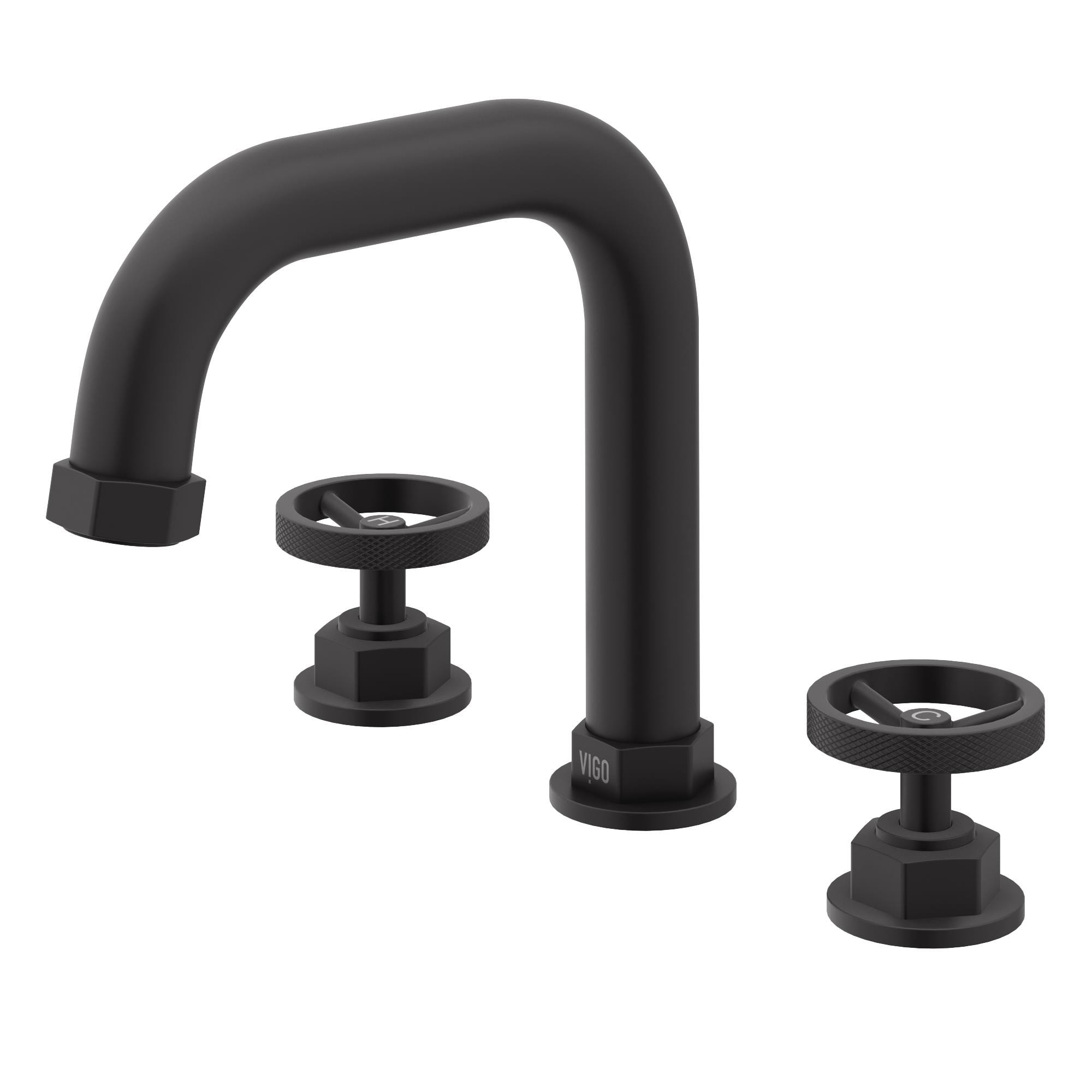 VIGO VG01305MB Hart Matte Black Widespread 2-handle WaterSense High-arc Commercial/Residential Handle Bathroom Sink Faucet