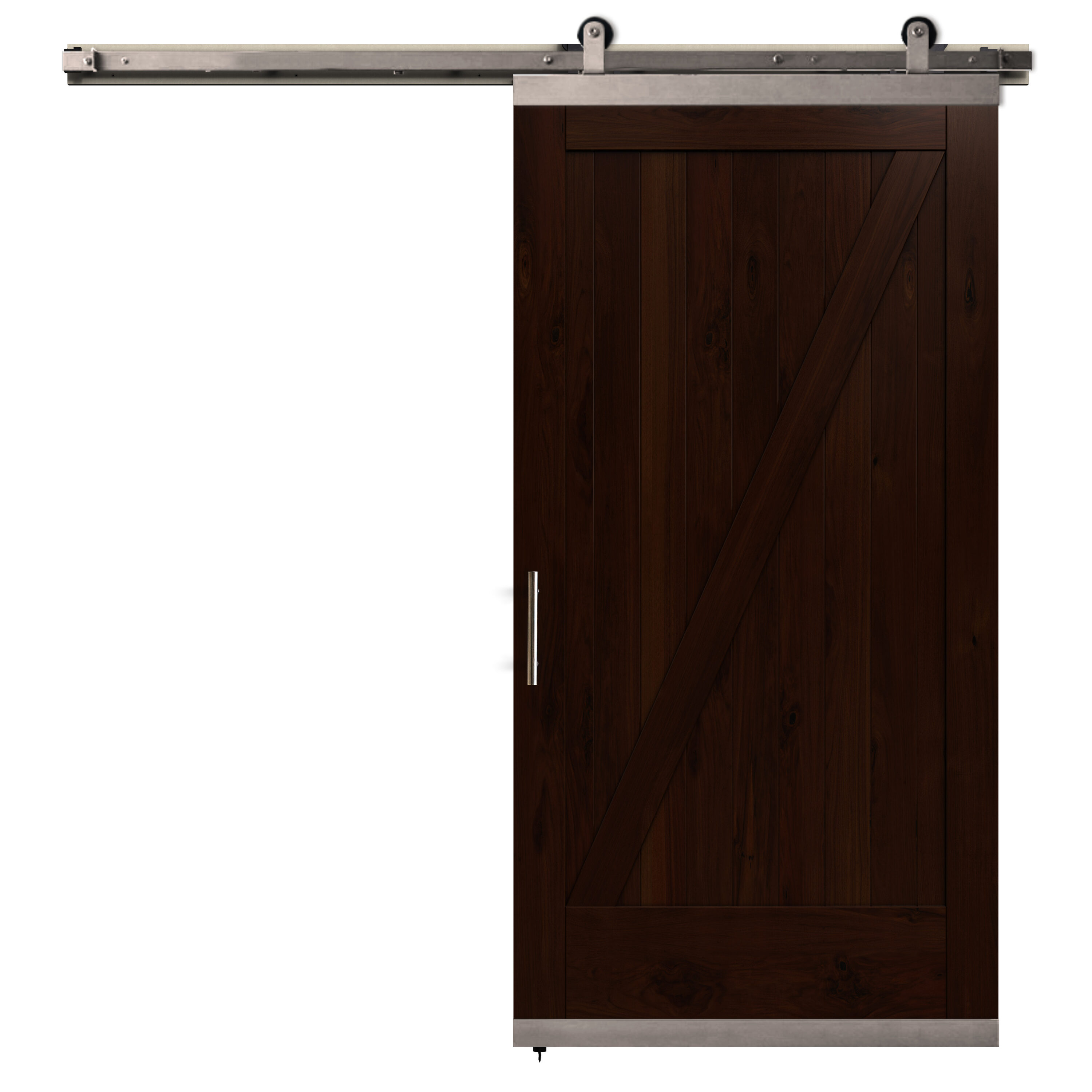JELD-WEN LOWOLJW248800132 42-in x 80-in Brown Sugar Z-frame Walnut Wood Solid core Single Barn Door (Hardware Included)