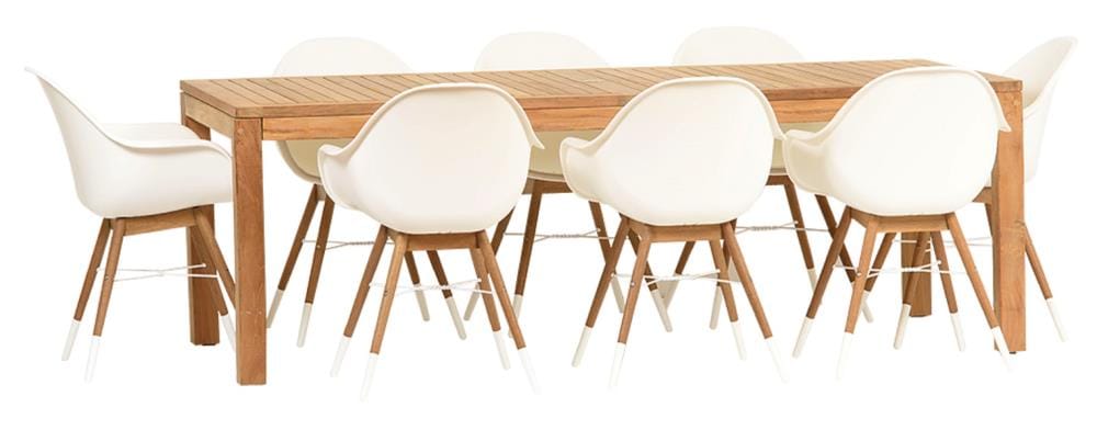International Home EN-IH-CH9PC Amazonia teak 9 -Piece Brown Patio Dining Set Wood Rectangle Table with 8 Stationary Chairs