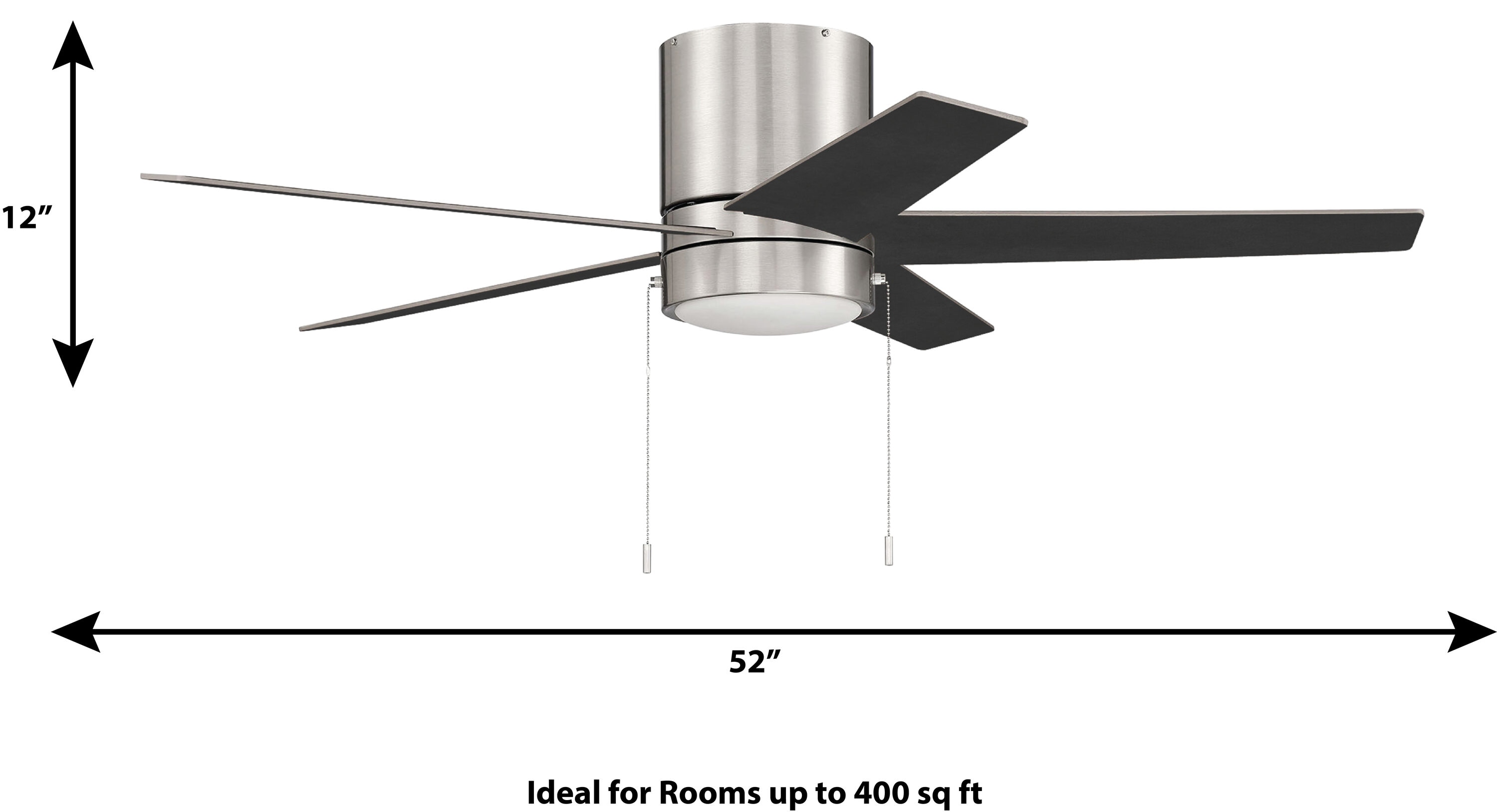 Harbor Breeze Quonta 52-in Brushed Nickel Integrated LED Indoor Flush Mount  Ceiling Fan with Light (5-Blade)