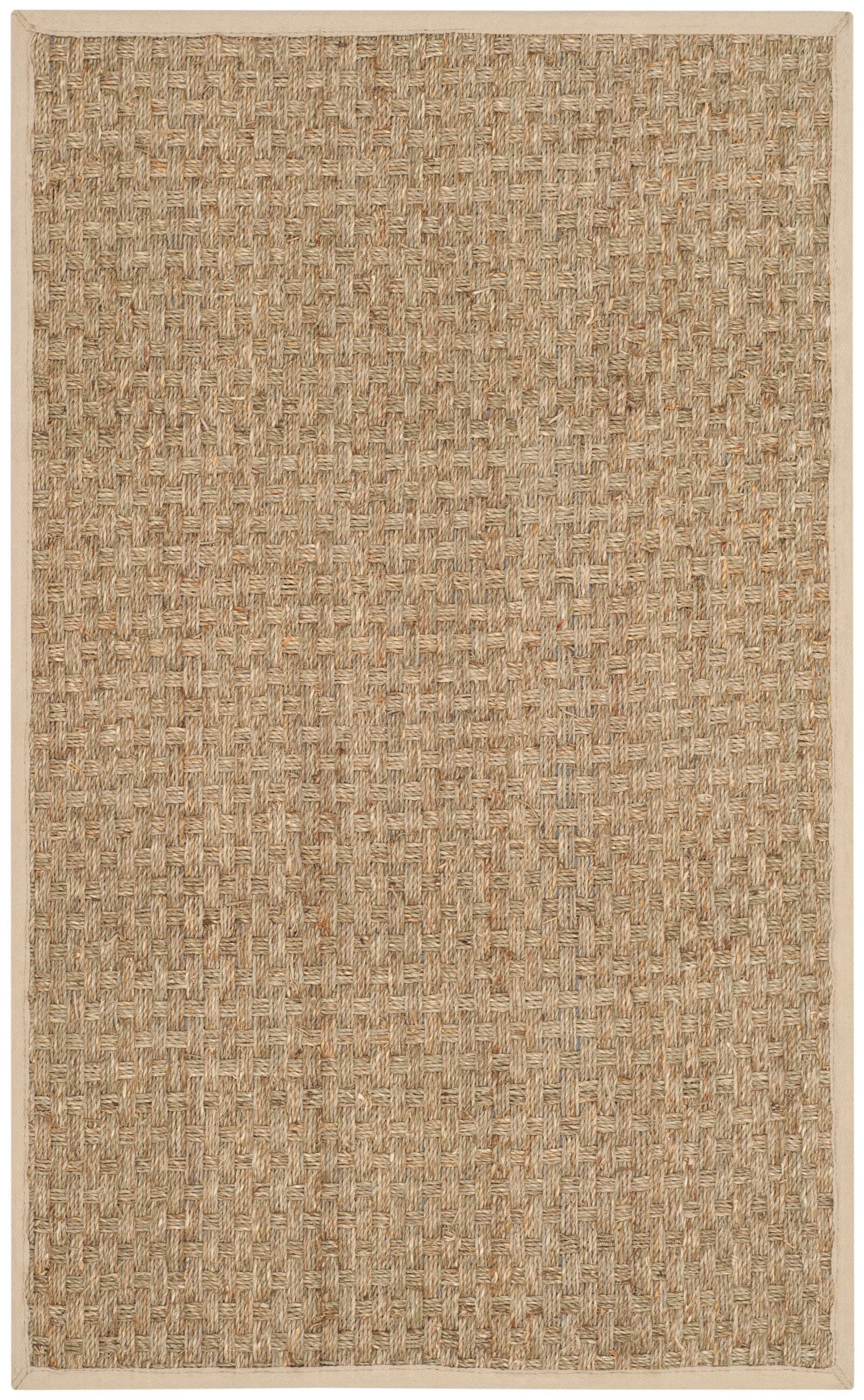 Safavieh NF114J-24 Natural Fiber Hampton 3 x 4 (ft) Loomed Seagrass Natural/Ivory Rectangular Indoor Solid Coastal Throw rug