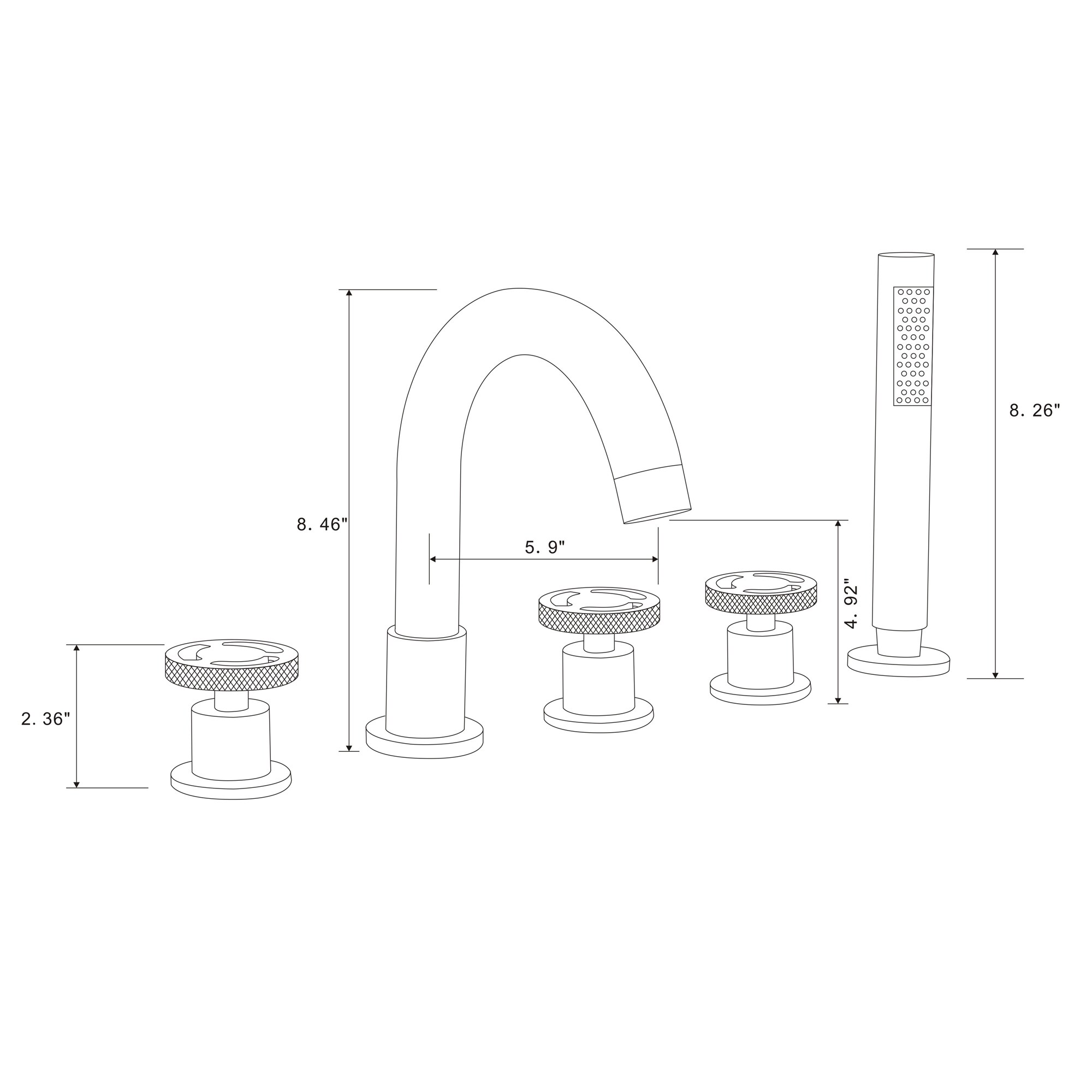 WELLFOR WA9013NS Roman-Tub-Faucets - View #6