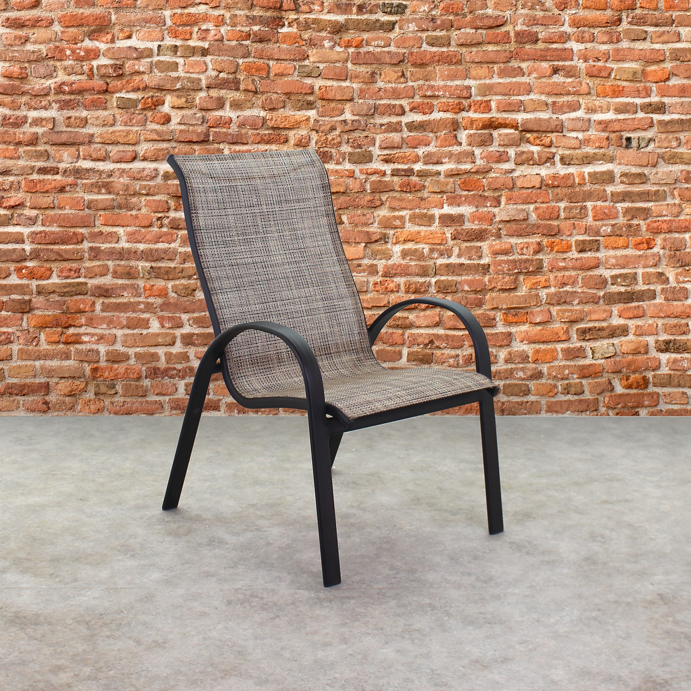 Courtyard Casual 5662 Santa Fe - Java Set of 4 Stackable Java Brown Aluminum Frame Stationary Dining Chair with Brown Sling Seat