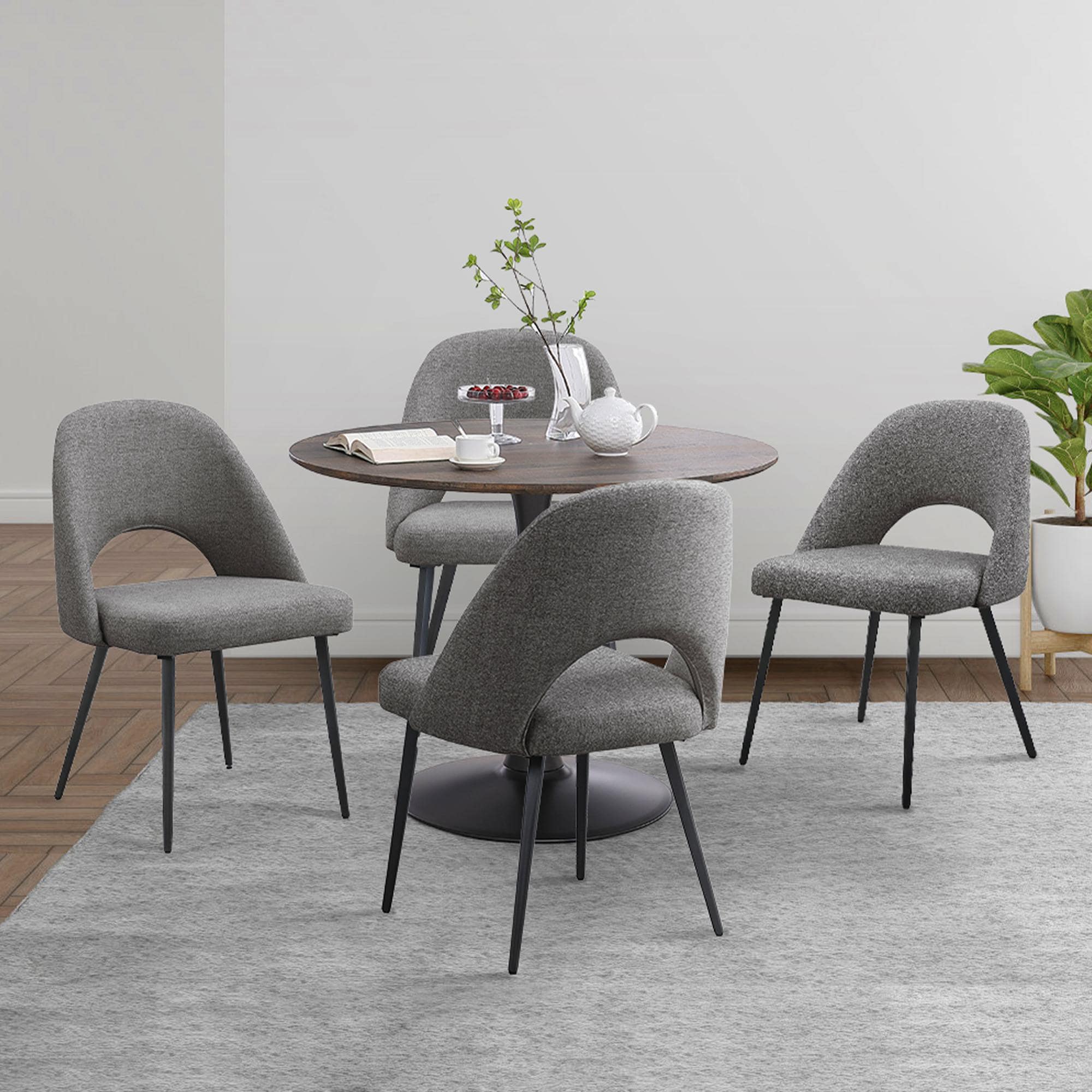 FARATI D2004-RTC-GREY gray Contemporary/Modern Dining Room Set with Round Table ( Seats 4 )