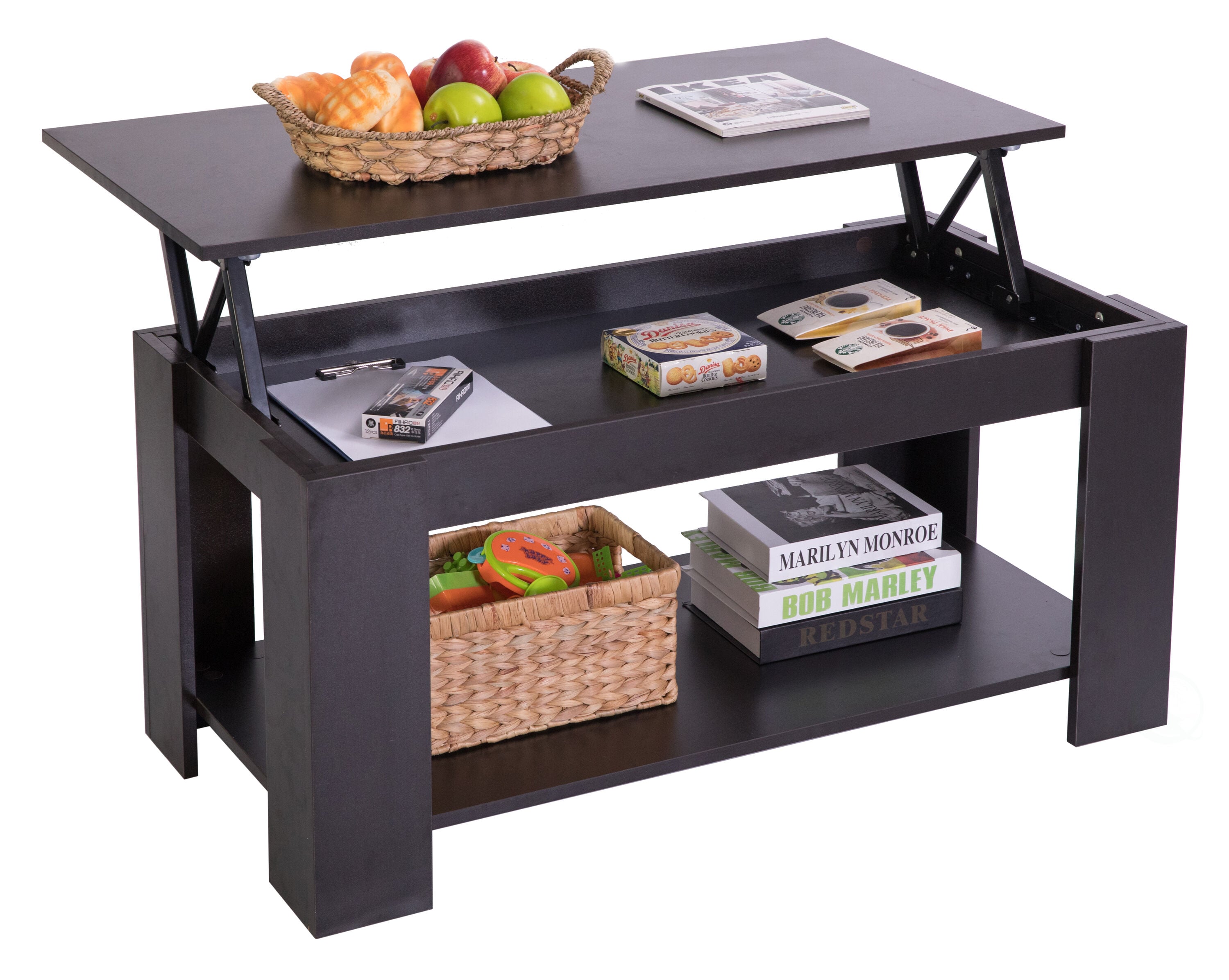 Basicwise QI003549.B 39.75-in W x 19.75-in H Black/Mdf Wood End Table Assembly Required