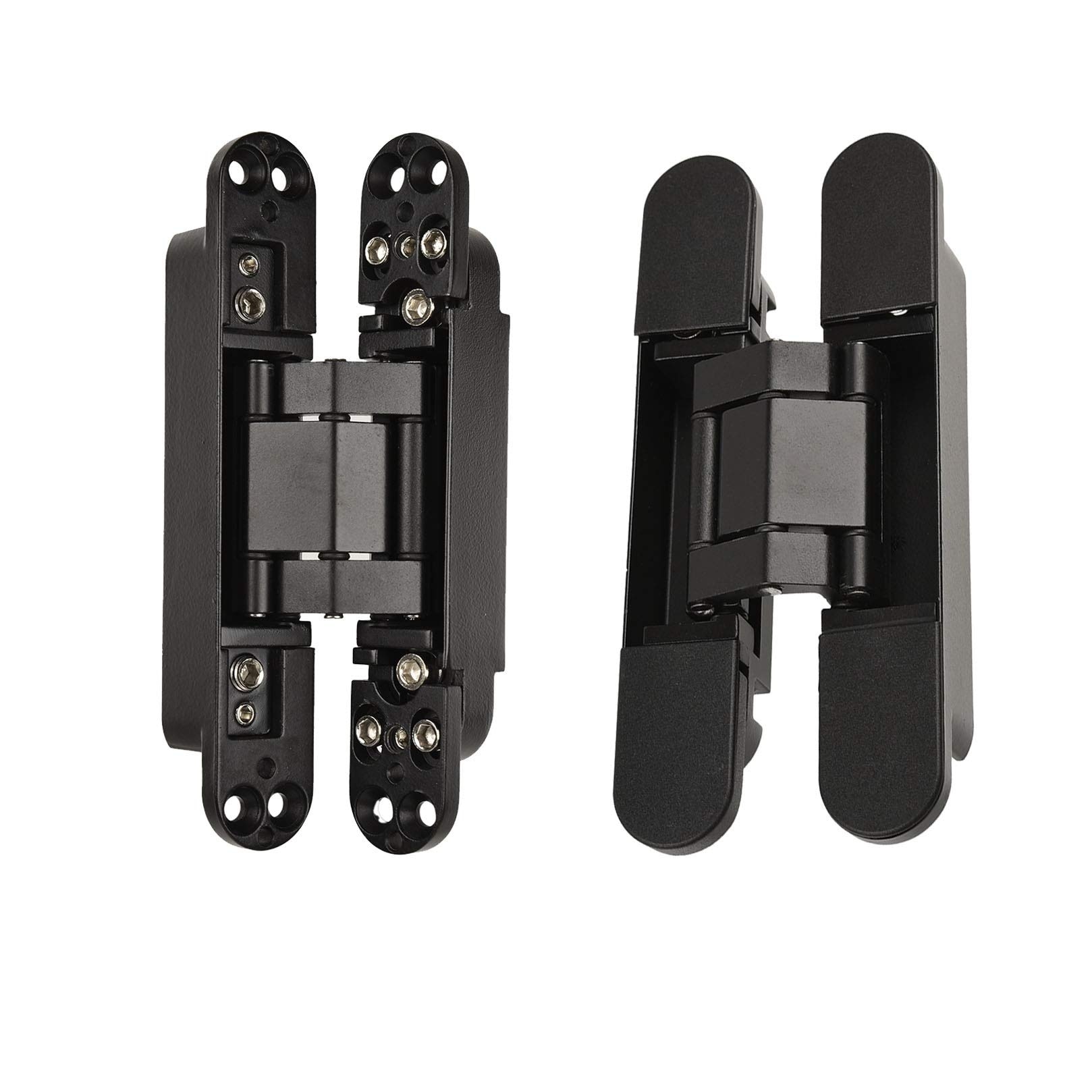 Phyfalip  6 inch hidden door hinges 2 pack invisible zinc alloy concealed hinge 180 degree swing 3 way adjustable fits doors 6 x 2.5 x 1 inch