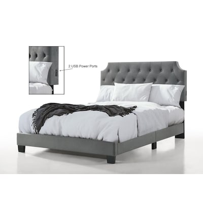 Belle Isle Furniture Regal Tufted Bed, King Size Headboard With Storage And Usb Ports