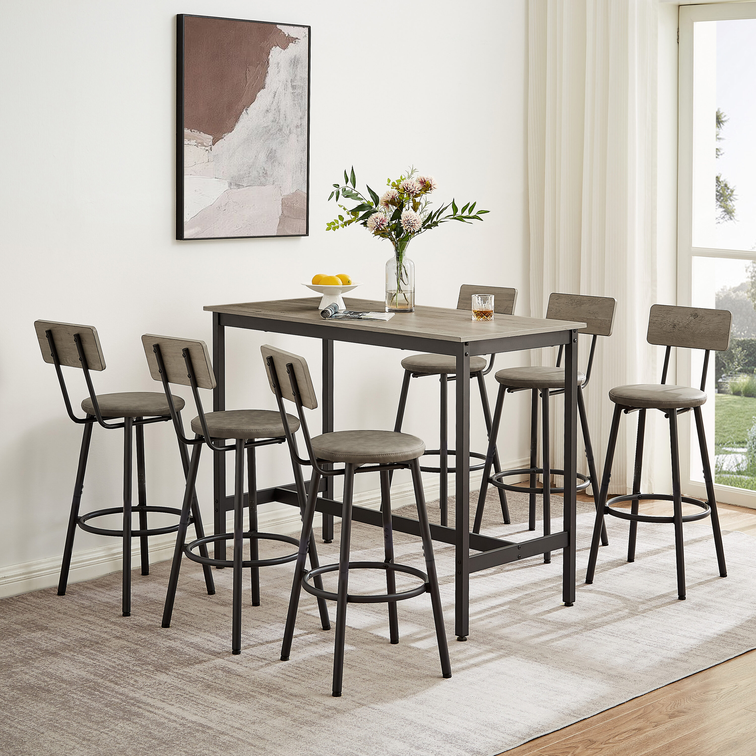 Fun Orange FUNS3DS07 Gray Contemporary/Modern Dining Room Set with Rectangular Table ( Seats 6 )