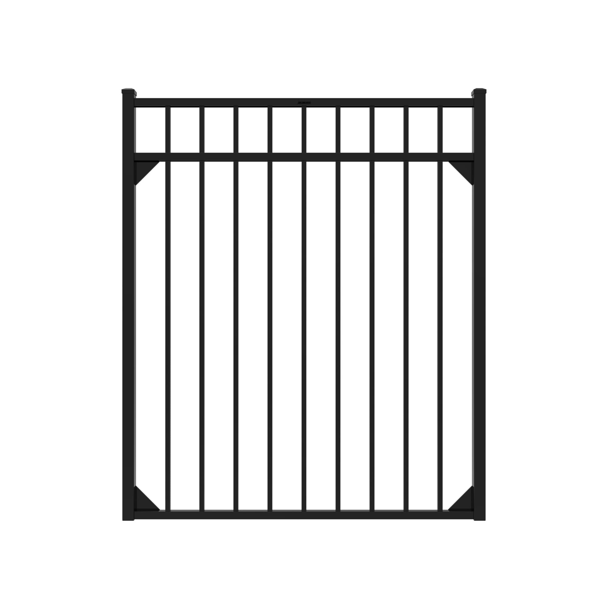 Fortress Building Products 413540544M 4-1/2-ft H x 5-ft W Gloss Black Aluminum Privacy Spaced picket Fence gate