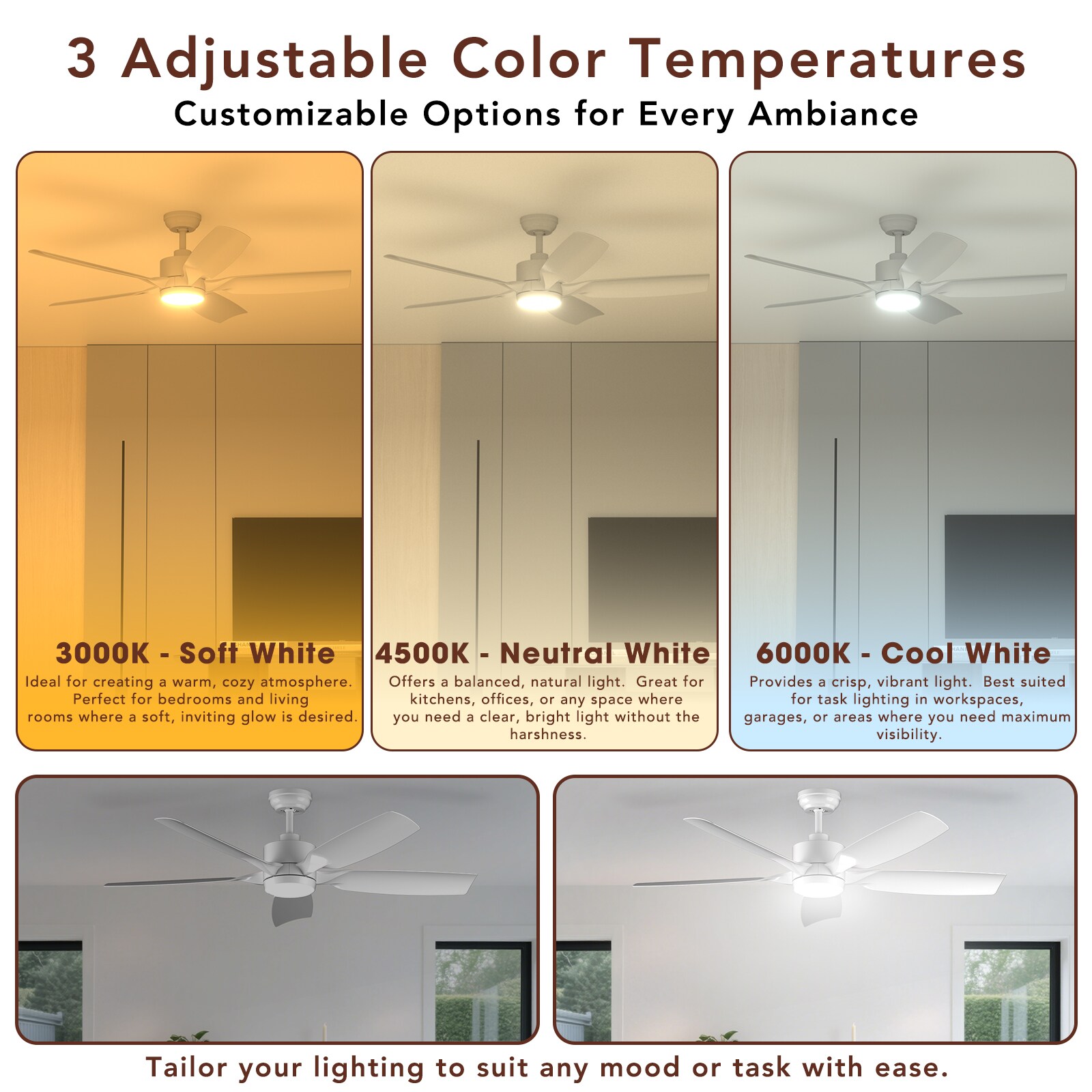 COWSAR LSCF-FL9267-WHITE Ceiling-Fans - View #4