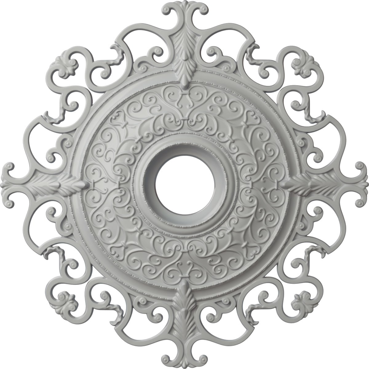 Ekena Millwork CM38OLFRF Orleans 38.375-in W x 38.375-in L Painted Frost Polyurethane Whole Ceiling Medallion
