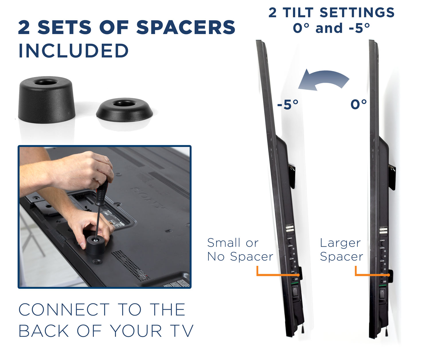 Mount-It! No Stud TV Wall Mount, Low-Profile Tilting Hanger Mount for No Drill Dry Wall Installation