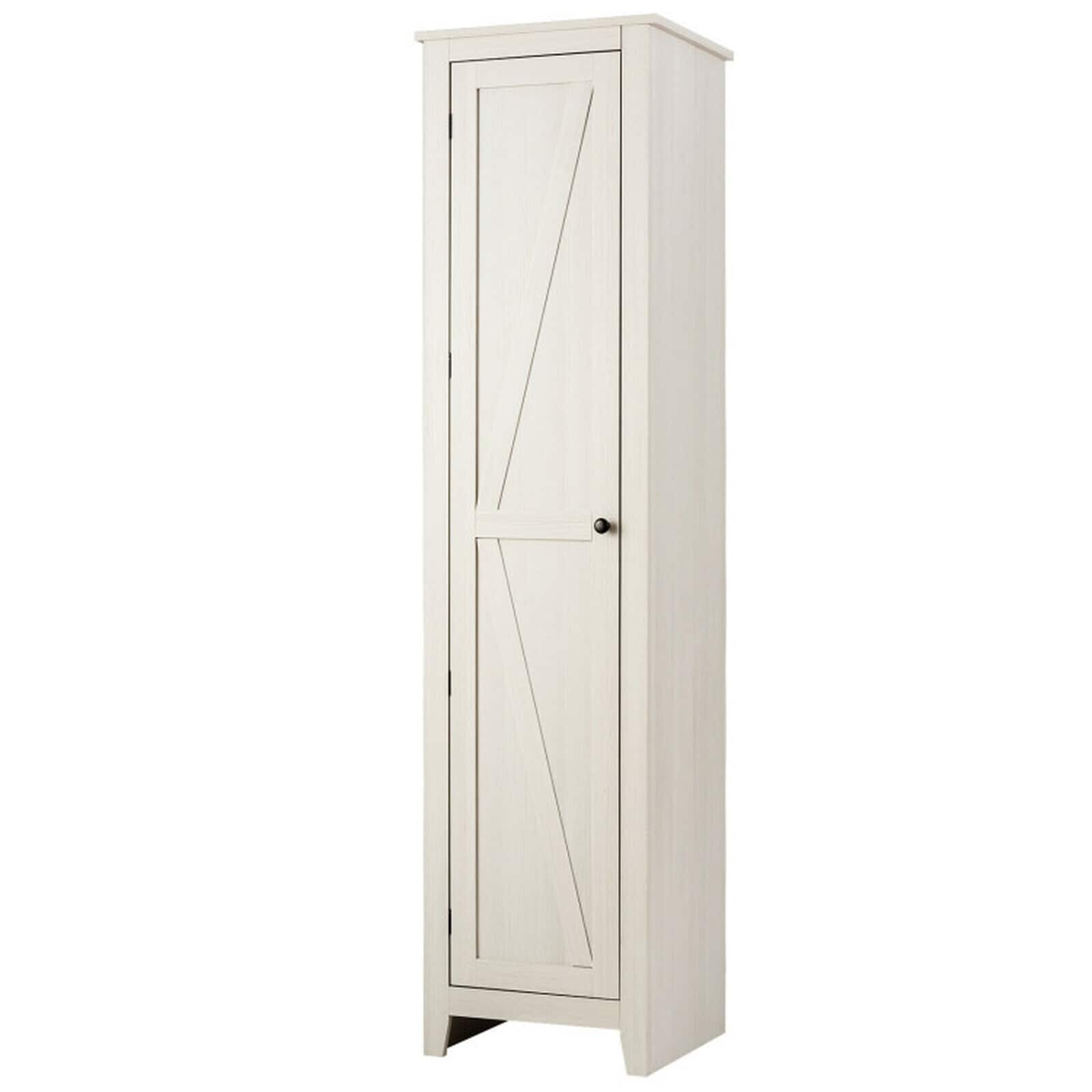 SUGIFT Linen Tower Bathroom Storage Cabinet Tall Slim Side Organizer with Shelf-White #LW102SUGHY2603