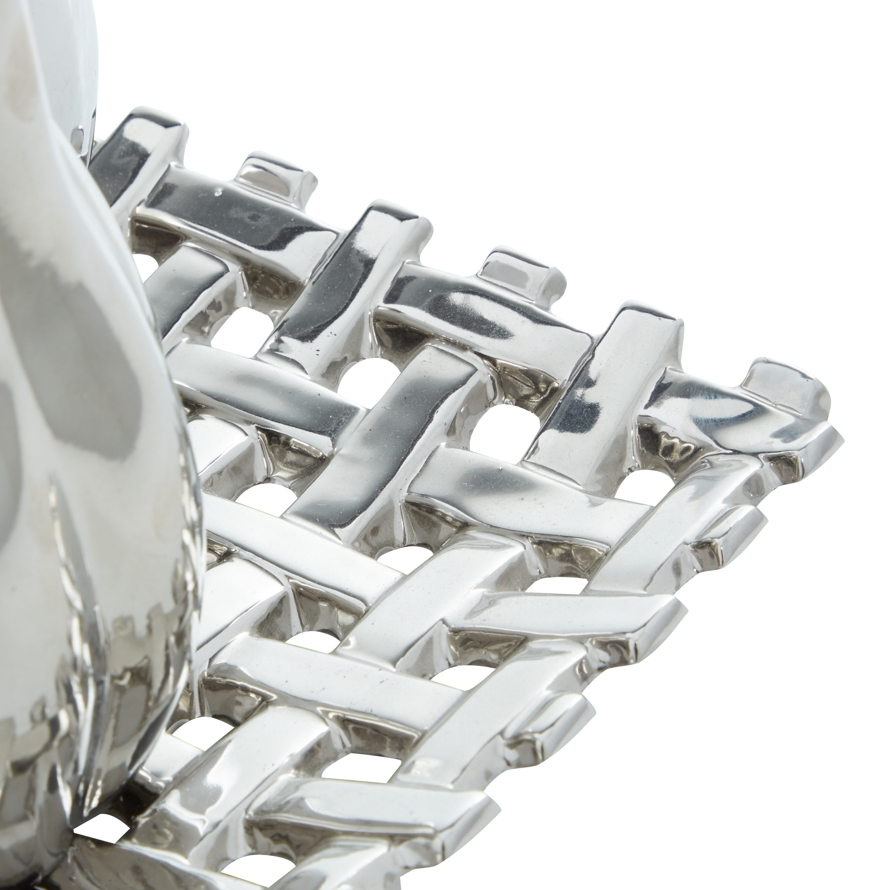 Silver Ceramic Fall Fruit Sculpture Set with Decorative Grid Plate