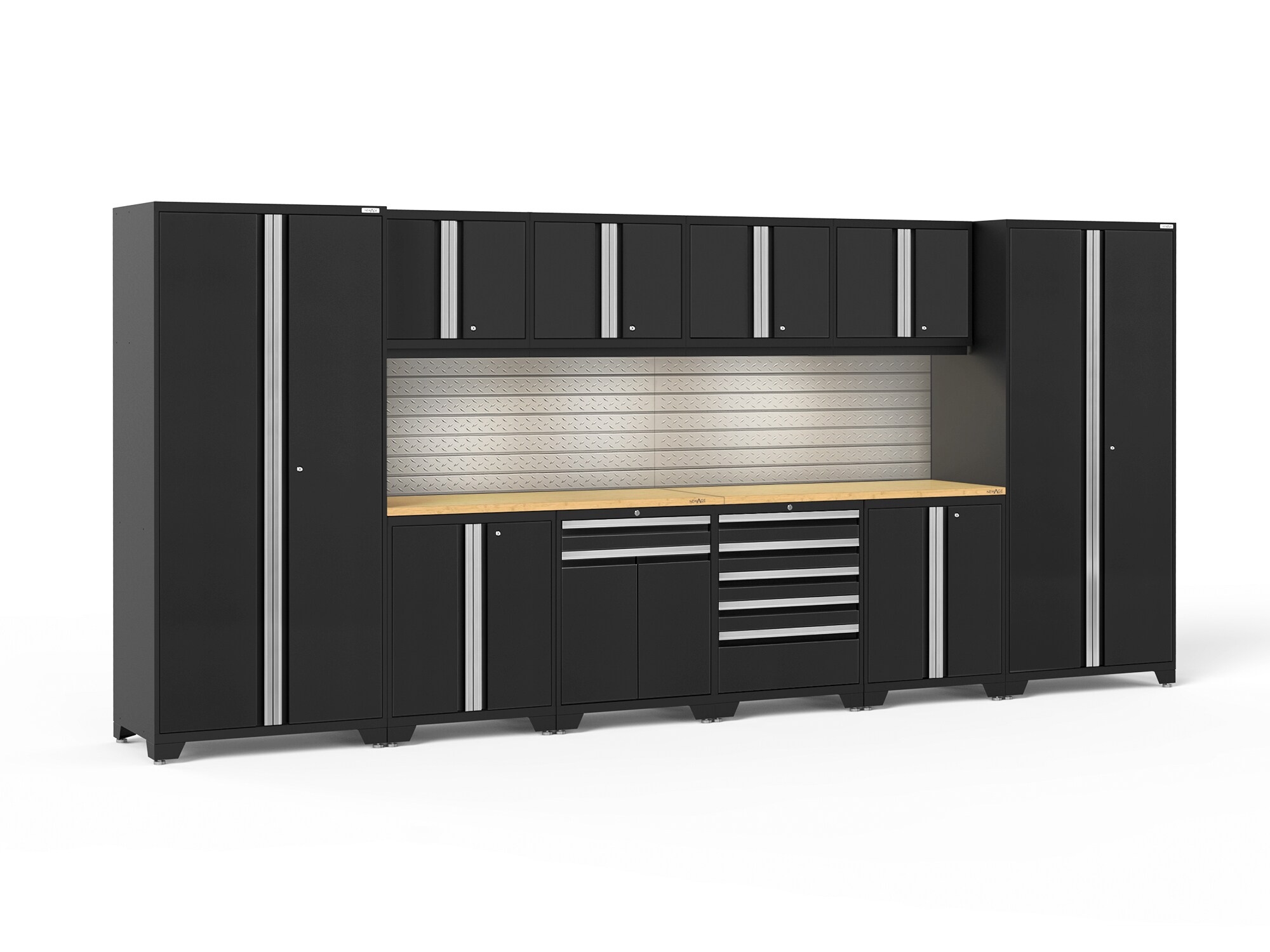 NewAge Products 64289 184-in W x 84.75-in H x 24-in D 10 -Cabinets Steel Black Garage Storage System