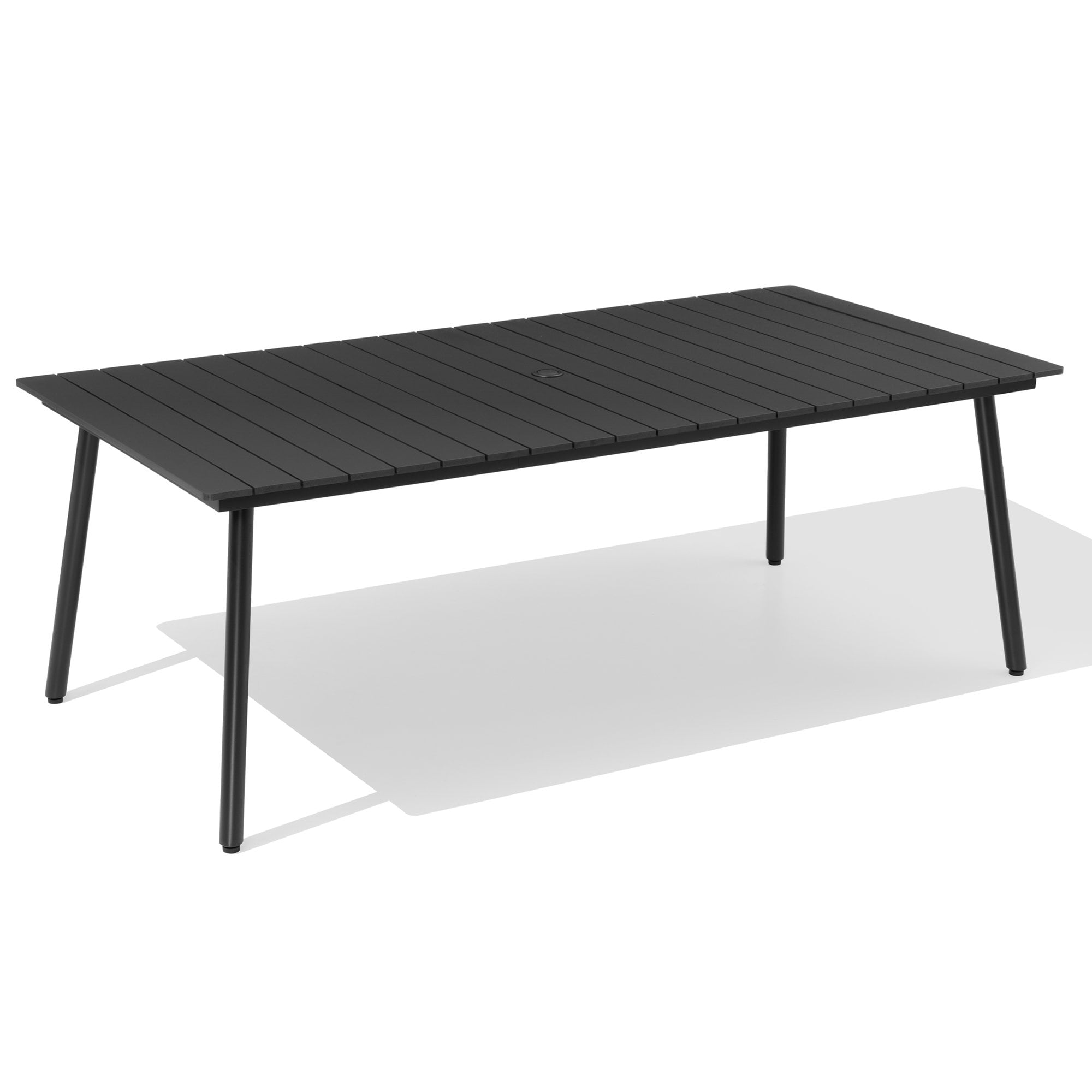 Crestlive Products CL-TB012BLK210 Patio table Rectangle Outdoor Dining Table 40.6-in W x 82.7-in L with Umbrella Hole