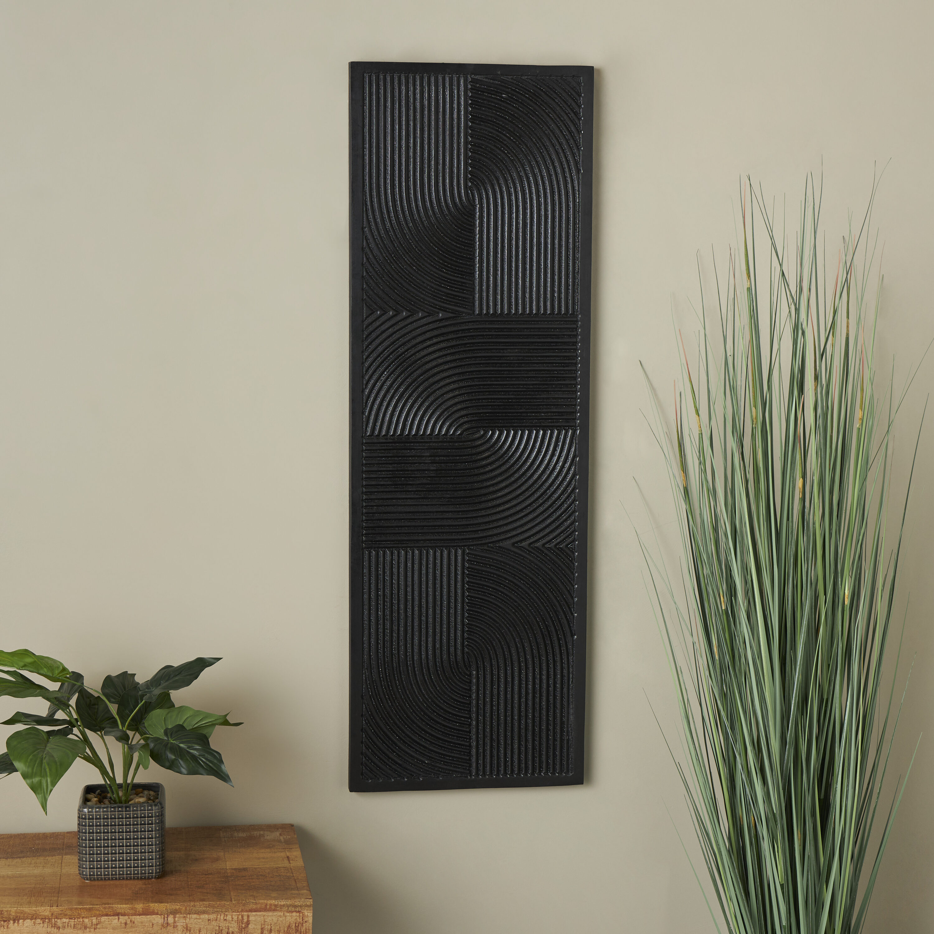 CosmoLiving by Cosmopolitan 821722 15.9-Inches W x 48-Inches H Wood Handmade Carved Panel Abstract Wall sculpture