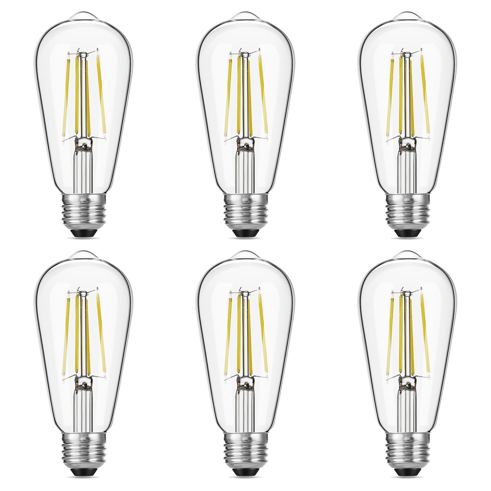 AOIZGMY   6W ST19 LED Edison Bulb Daylight 5000K Dimmable E26 Medium Base Clear Glass High Brightness 2.28 in W x 5.12 in H Pack of 6