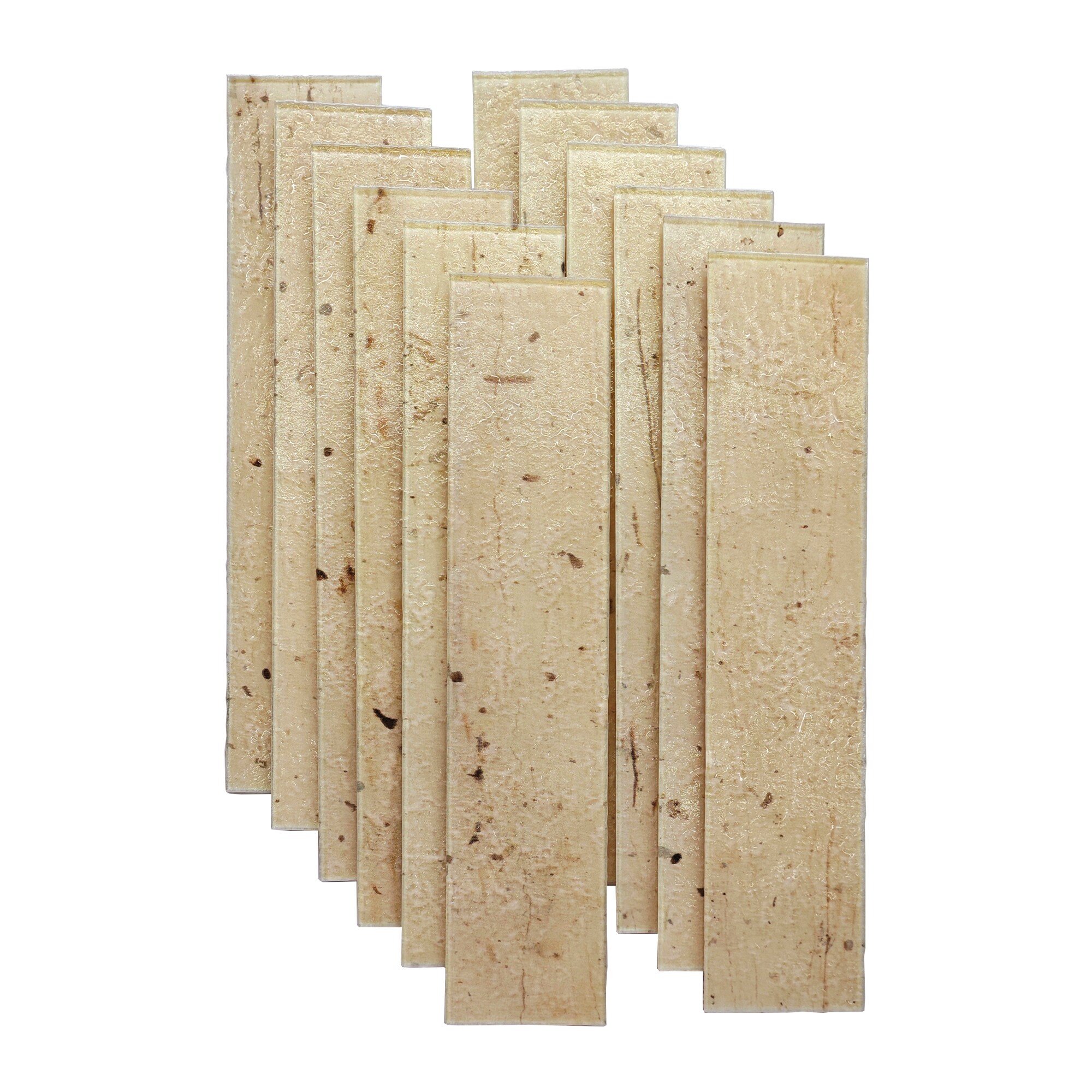 LuxySplash LS0605 Esli 3D Earthtones 3-in x 12-in Glossy Glass Subway Mosaic Wall Tile (3-sq. ft/ Carton)