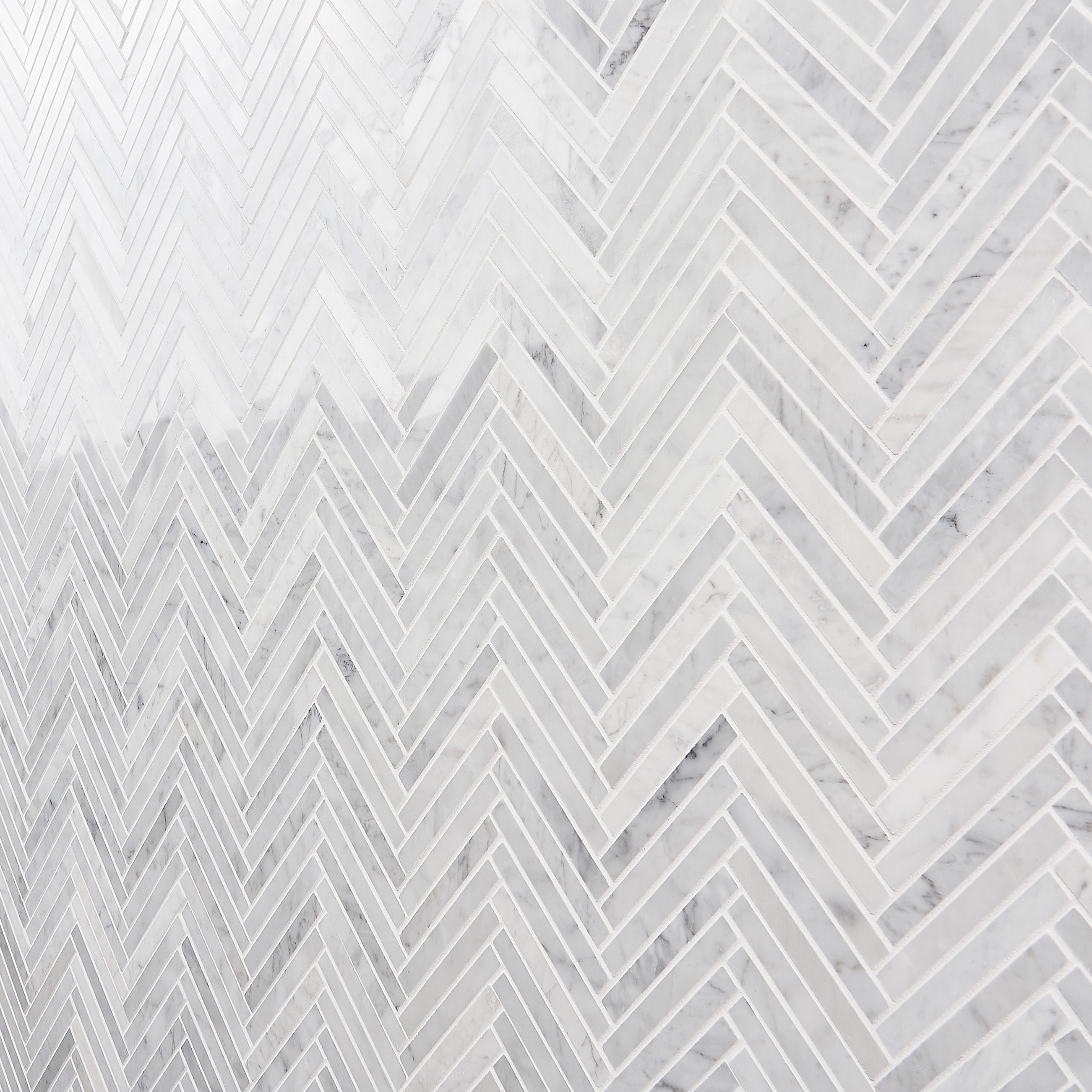 Carrara White Polished Marble Herringbone Mosaic Tile