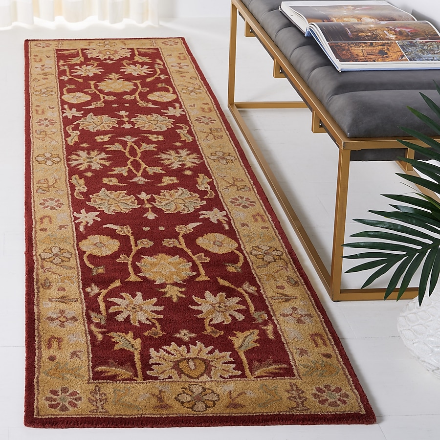 Safavieh Heritage Kochi 2 x 10 Red/Gold Indoor Floral/Botanical Oriental Handcrafted Runner Safavieh Heritage Kochi 2 x 10 Red/Gold Indoor Floral/Botanical Oriental Handcrafted Runner
