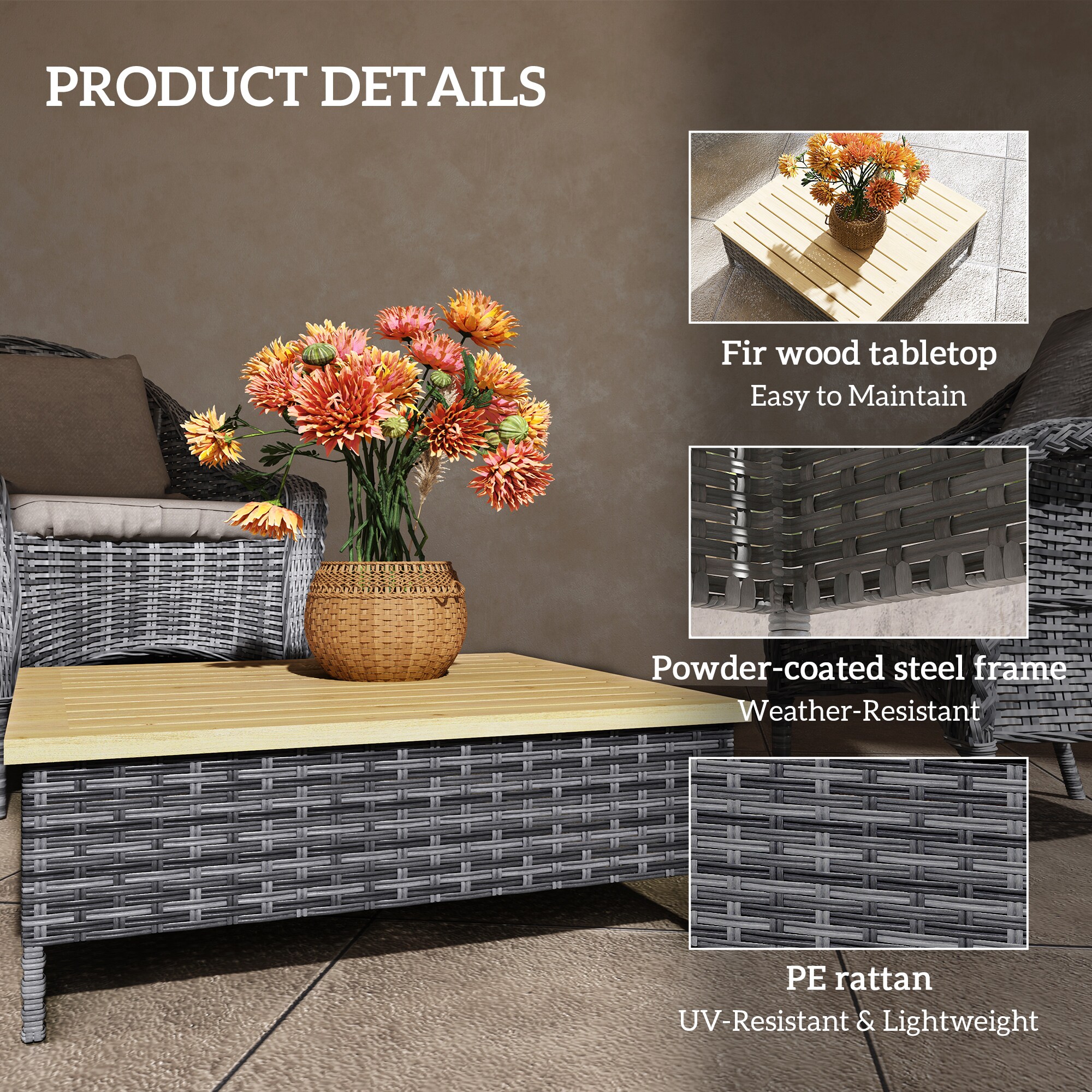 Outsunny 867-236V00GY Patio-Tables - View #5