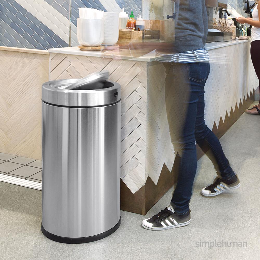 BRIEFHUMAN Household Swing Gold Bathroom Trash Can,Brushed Stainless Steel,10 L/3 Gallen,Garbage Can with Flipping Lid, for Indoor or Commercial Use