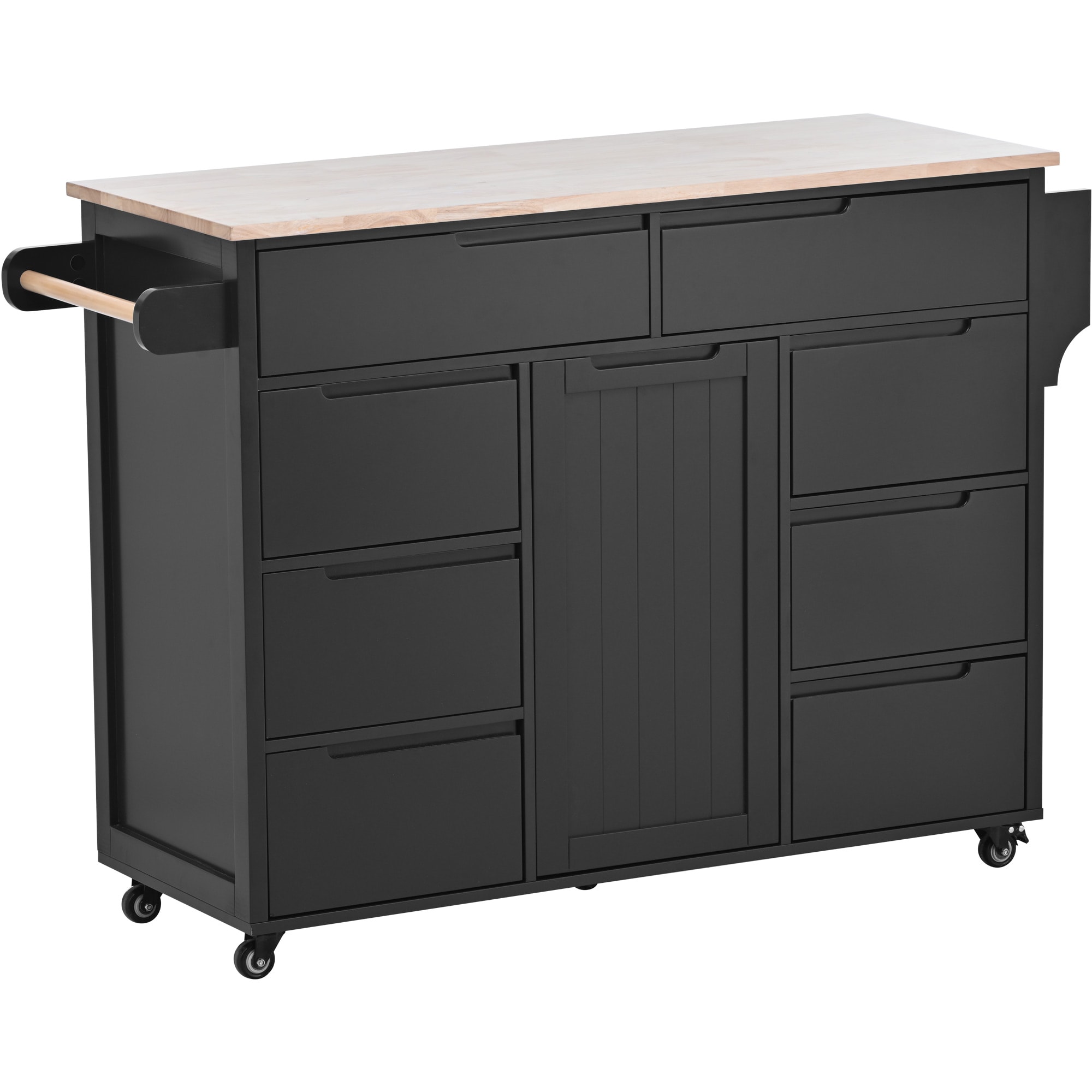Runesay Black Mdf Base with Mdf Wood Top Rolling Kitchen Island (18.5-in x 53.15-in x 37-in)