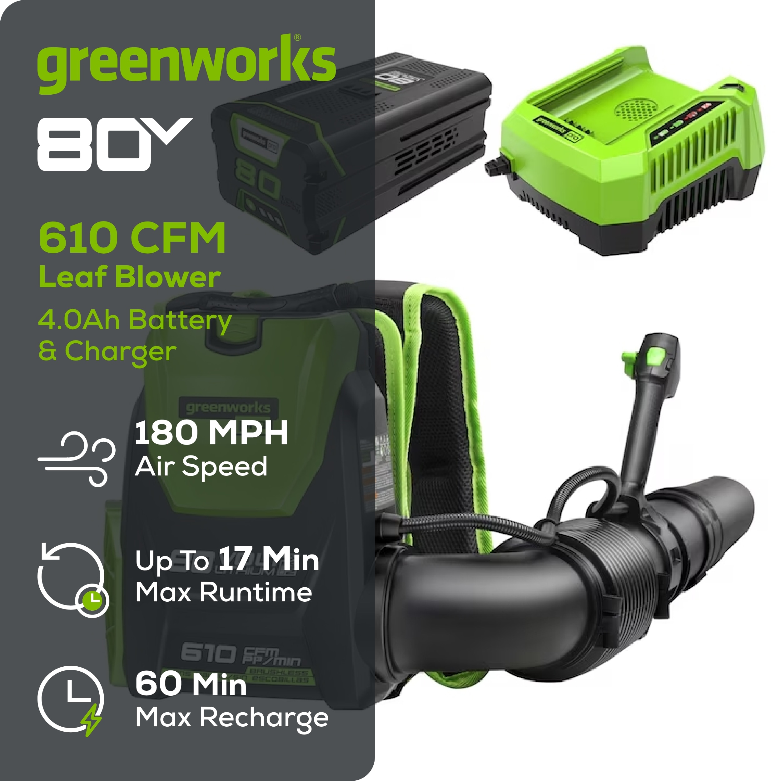 Greenworks BPB80L410 Cordless-Electric-Blowers - View #2