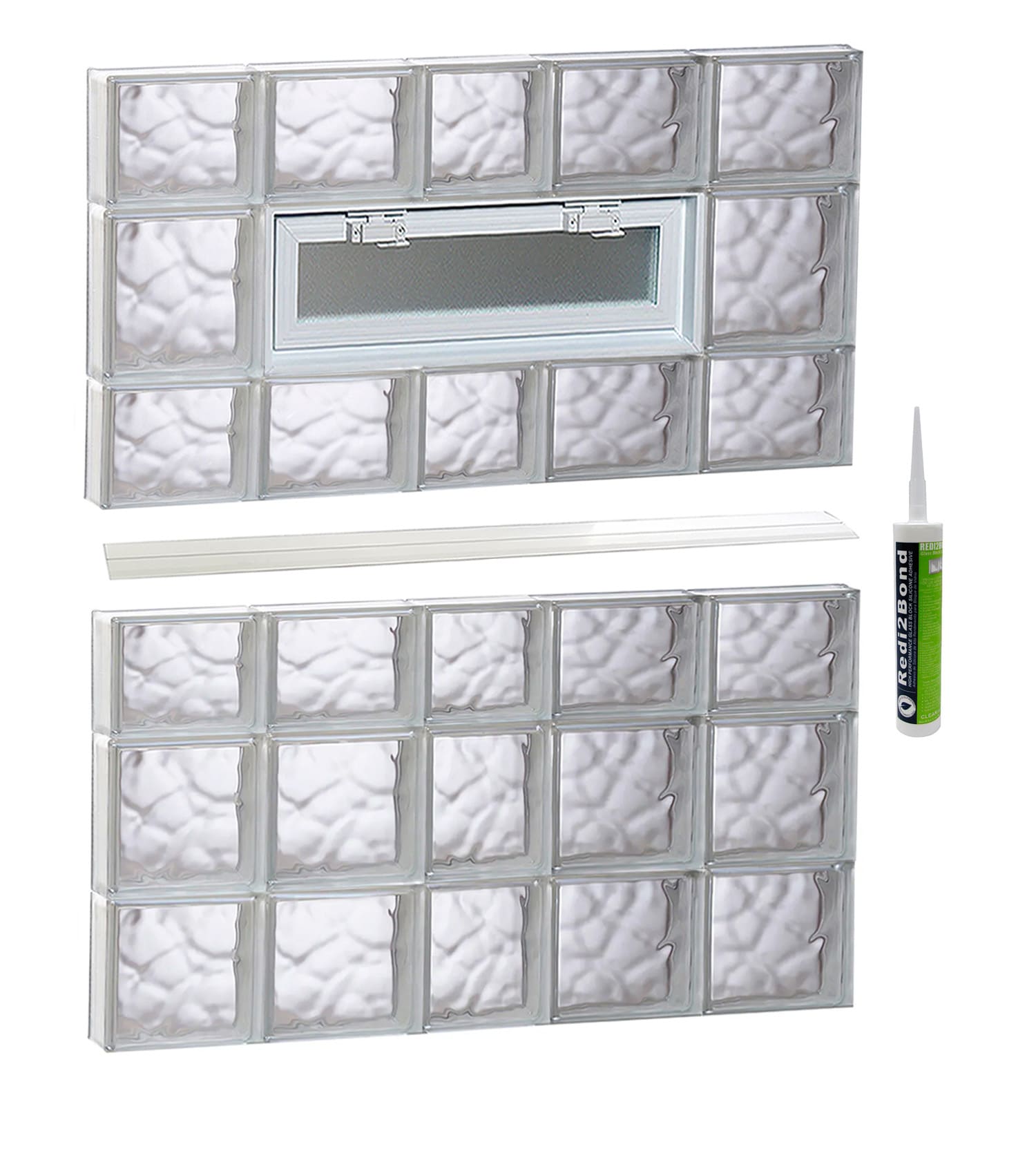 REDI2SET V3842DC Wavy Glass 36-3/4-in x 40-1/2-in Frameless Replacement Vented Glass Block Window