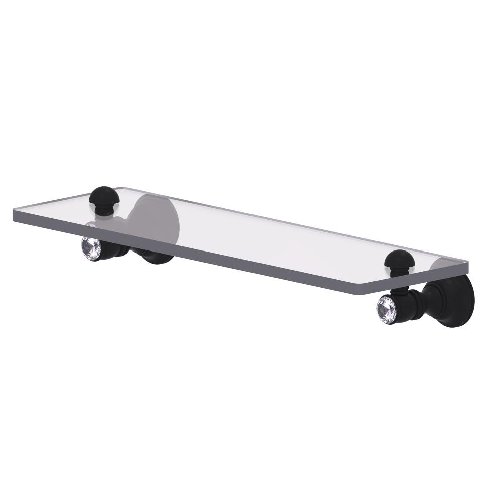 Allied Brass CC-1-16-BKM Carolina Crystal Matte Black Wall mount Bathroom Shelf ( 16-in x 2.4-in x 5-in )