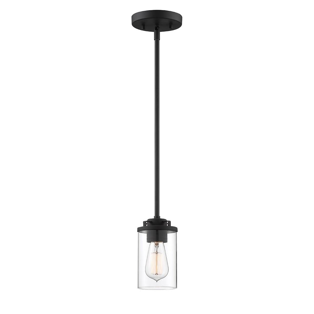 Jedrek Mini-Pendant in Black with Clear Glass Shade for Indoor/Outdoor