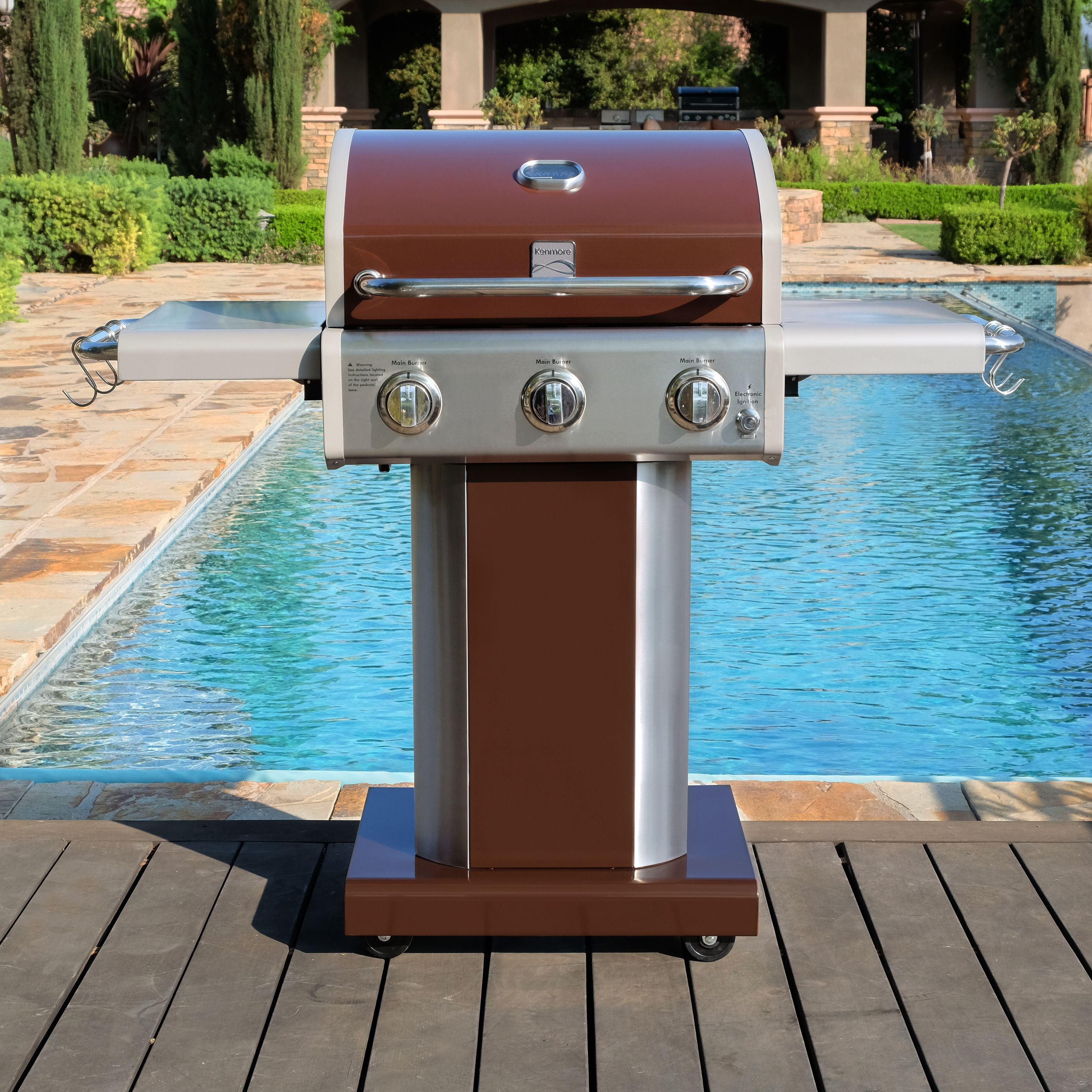 Kenmore PG-4030400LD-TL-AM 3 Burner Outdoor Patio Gas BBQ Propane Grill Teal 