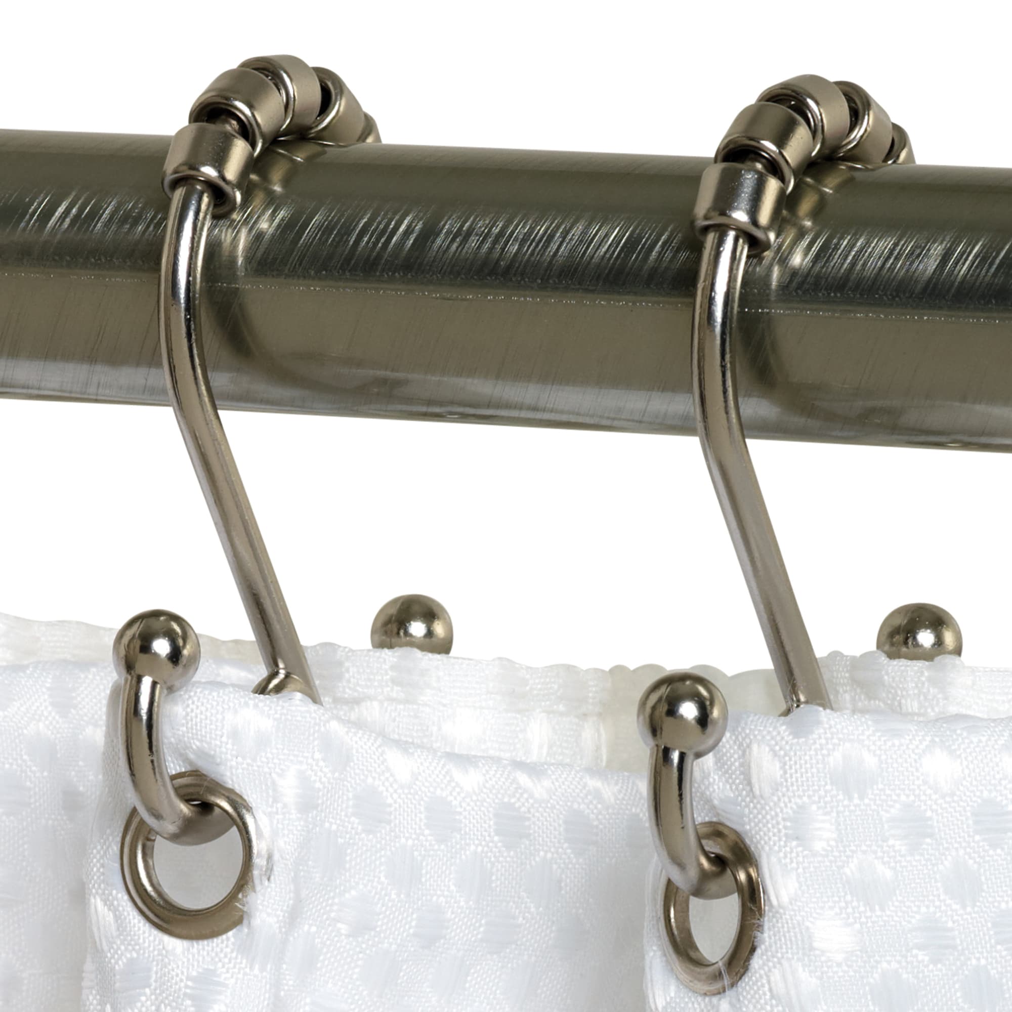 Zenna Home Nickel Aluminum Double Shower Curtain Hooks (12-Pack