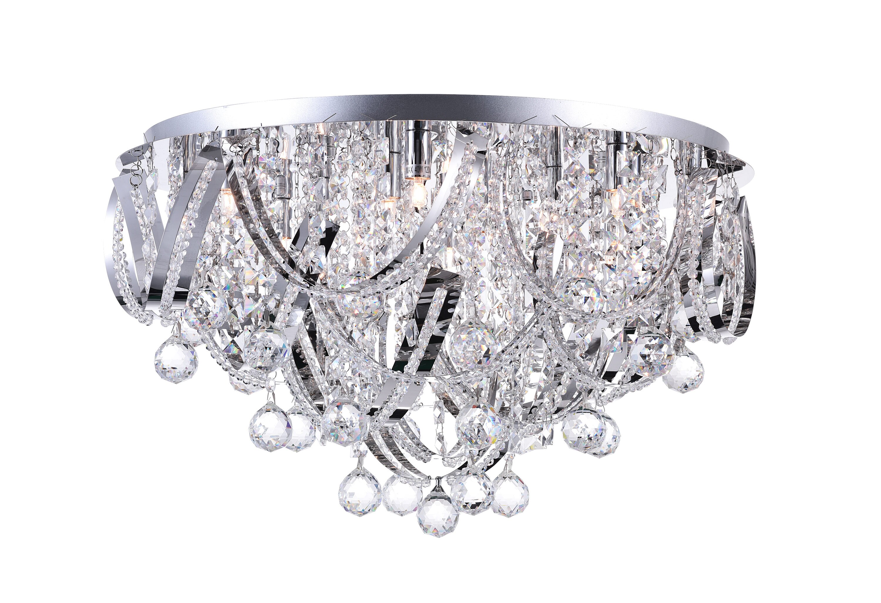 CWI Lighting 5419C26ST-R Madonna 12-Light 26-in Chrome Halogen Flush Mount Light