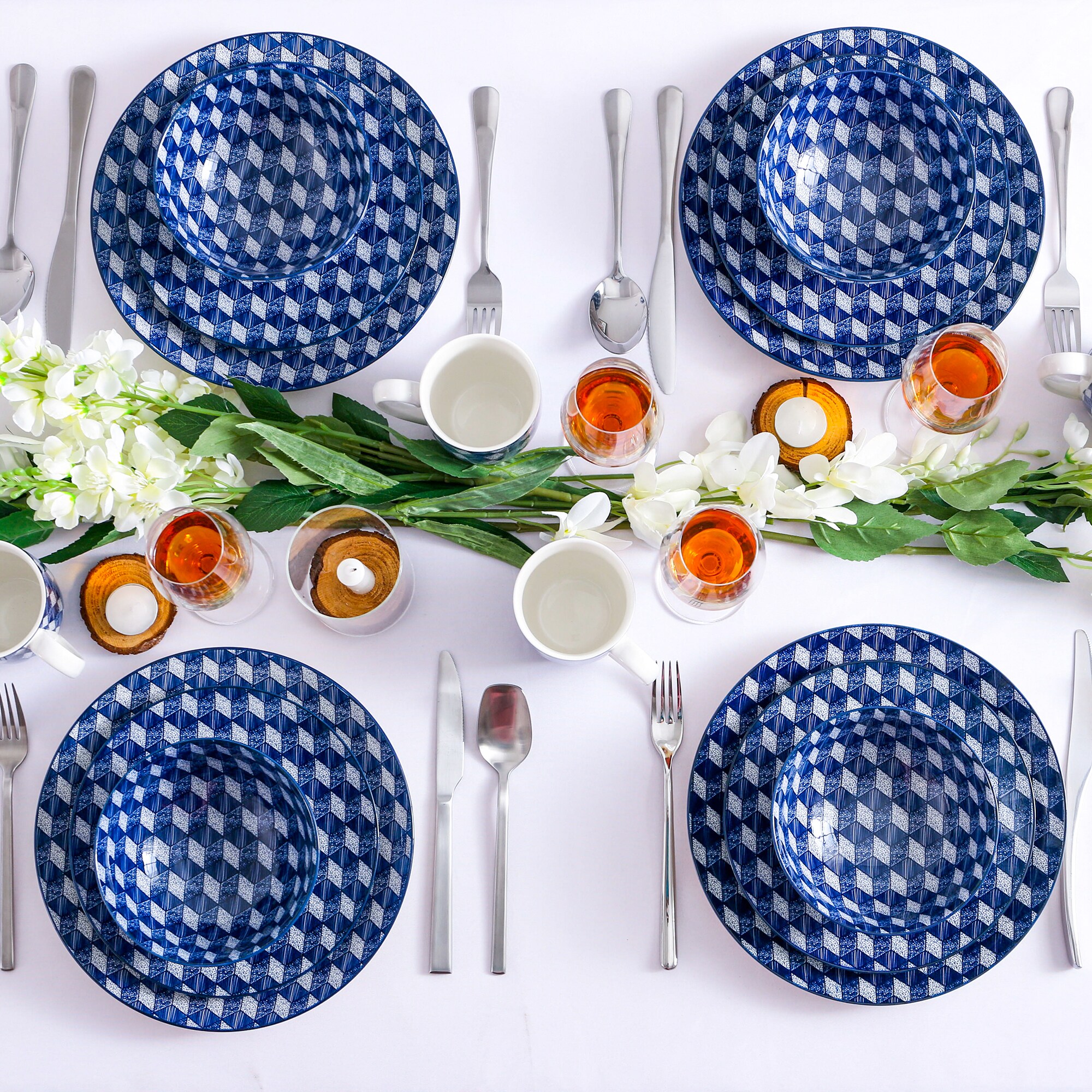 MALACASA Square Plate Set, 12-Piece Marble Plates and Bowls Sets for 6,  Porcelain Dish Set with Dinner Plates and Pasta Bowls, Modern Dinnerware  Sets