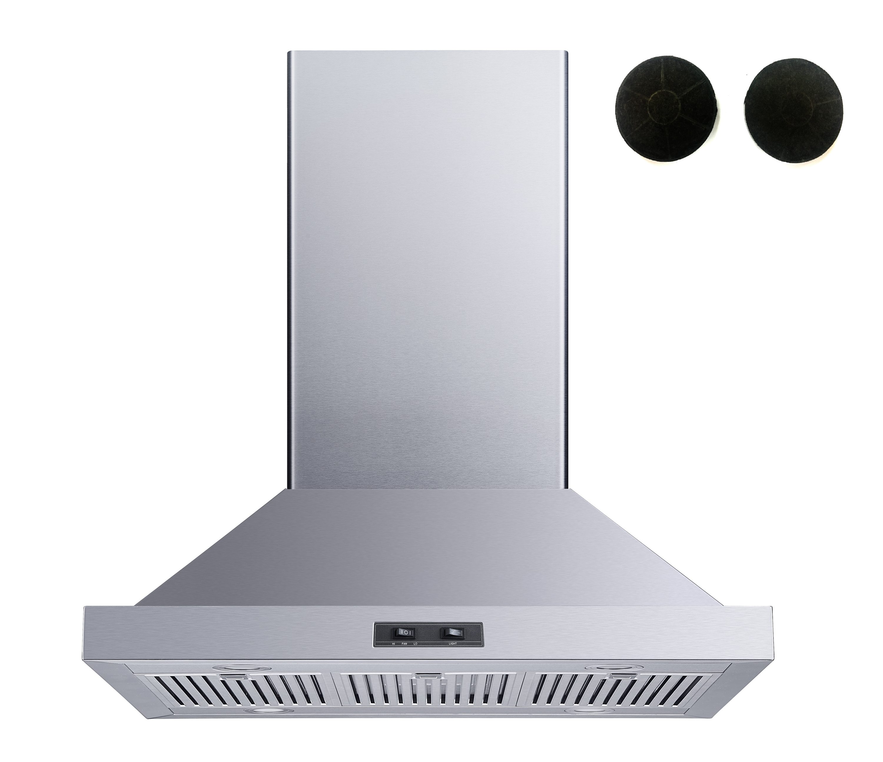Winflo LRI03C30DRC 30 inch Convertible 300-CFM Stainless Steel Island Range Hood with Charcoal Filter