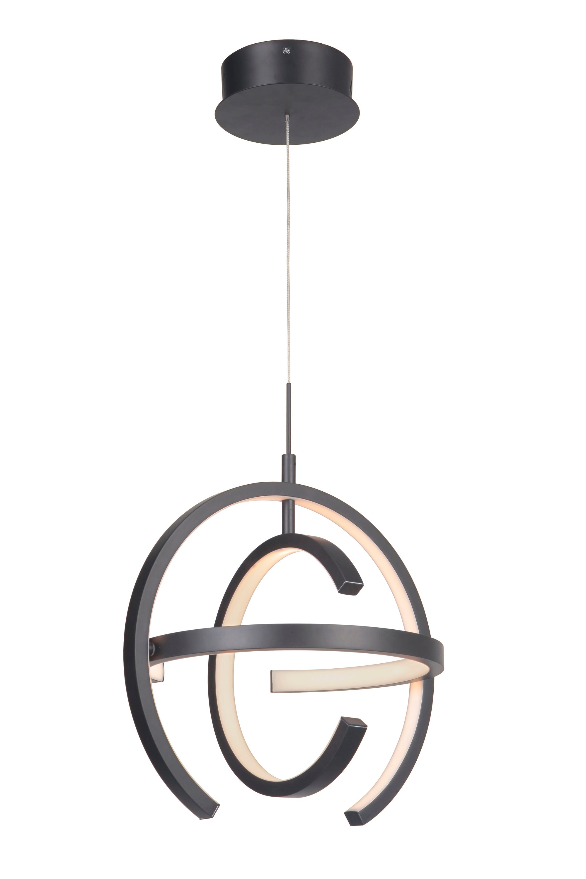 Modern Matte Black 13.75" Globe Pendant with LED Lighting