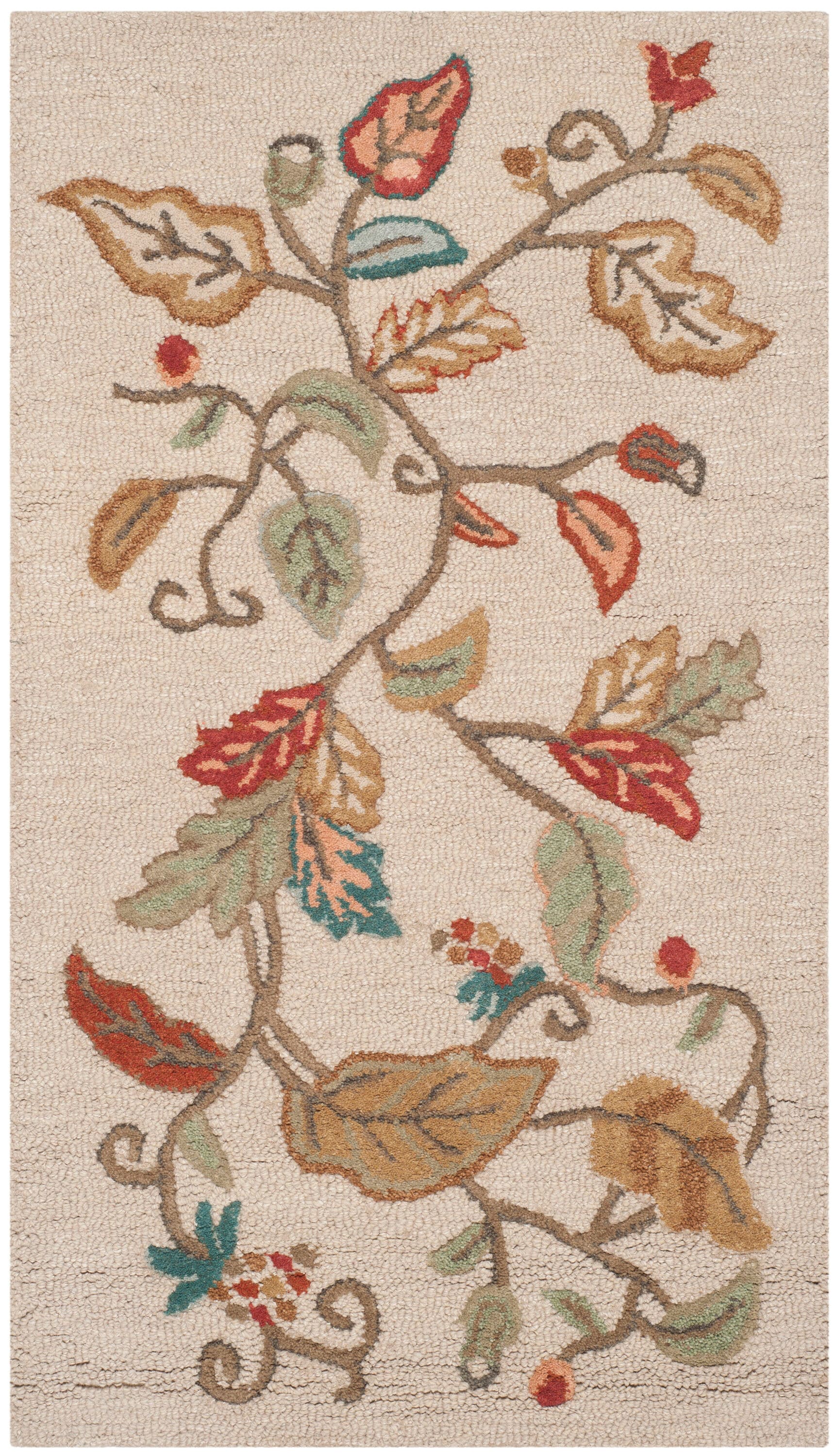 Persimmon Red Floral Hand-Tufted Wool and Viscose Rug
