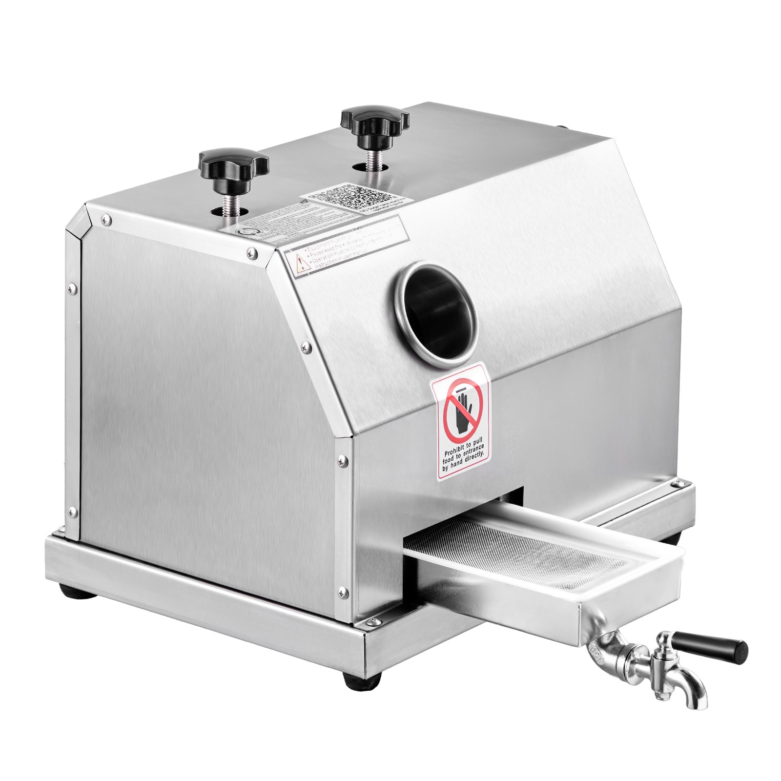 Mecale YAS-KIOZH0 SUS201 Stainless Steel Manual Commercial Sugar Cane Juicer 110-lb per Hour with 3 Stainless Steel Rollers Silver