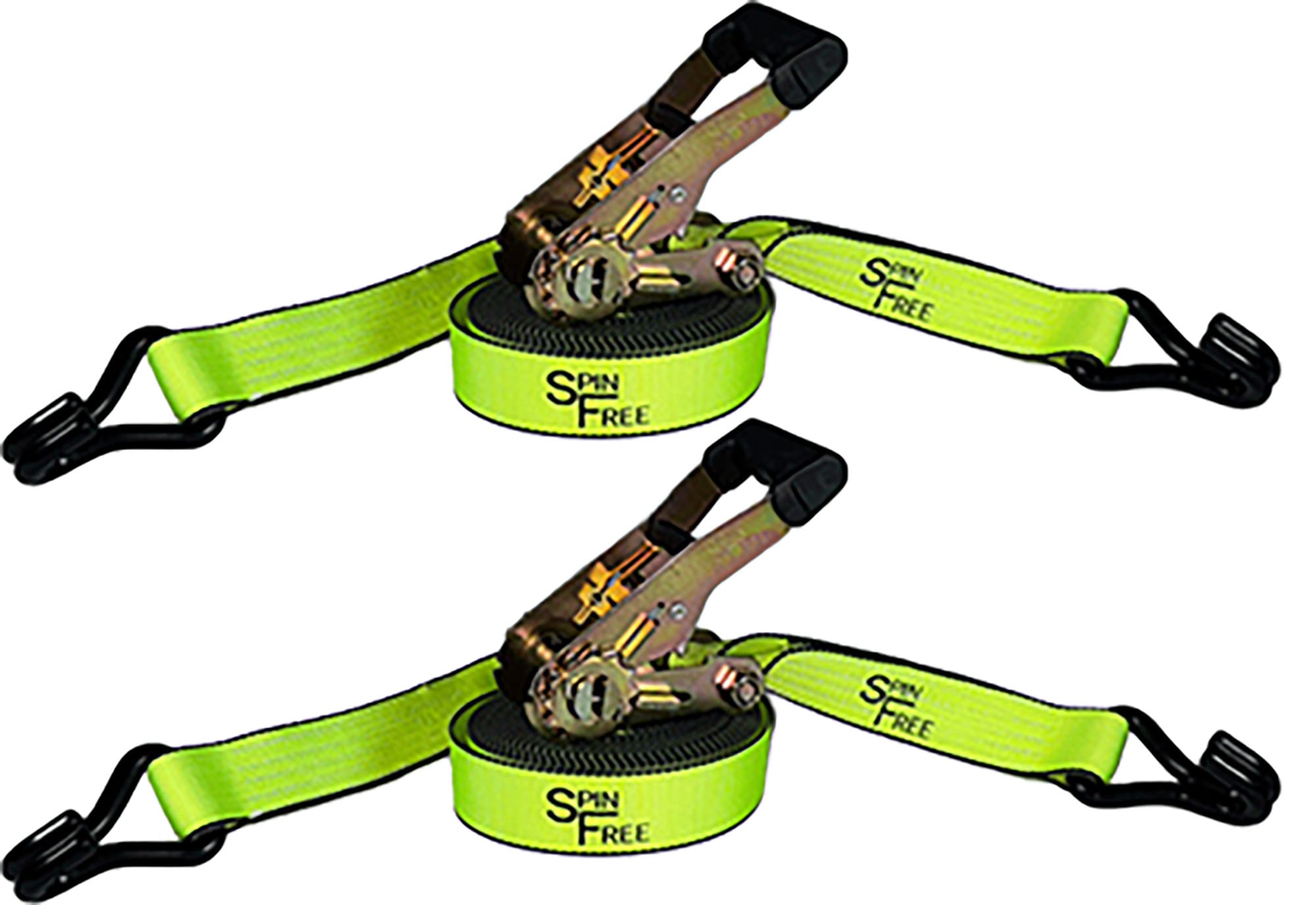The Ratchet Depot 1-1/5-in x 20-ft Spin Free Ratchet Strap 6,000-lb Break Strength (2-Pack) High Visibility #SF-RGH3620WH-2PK