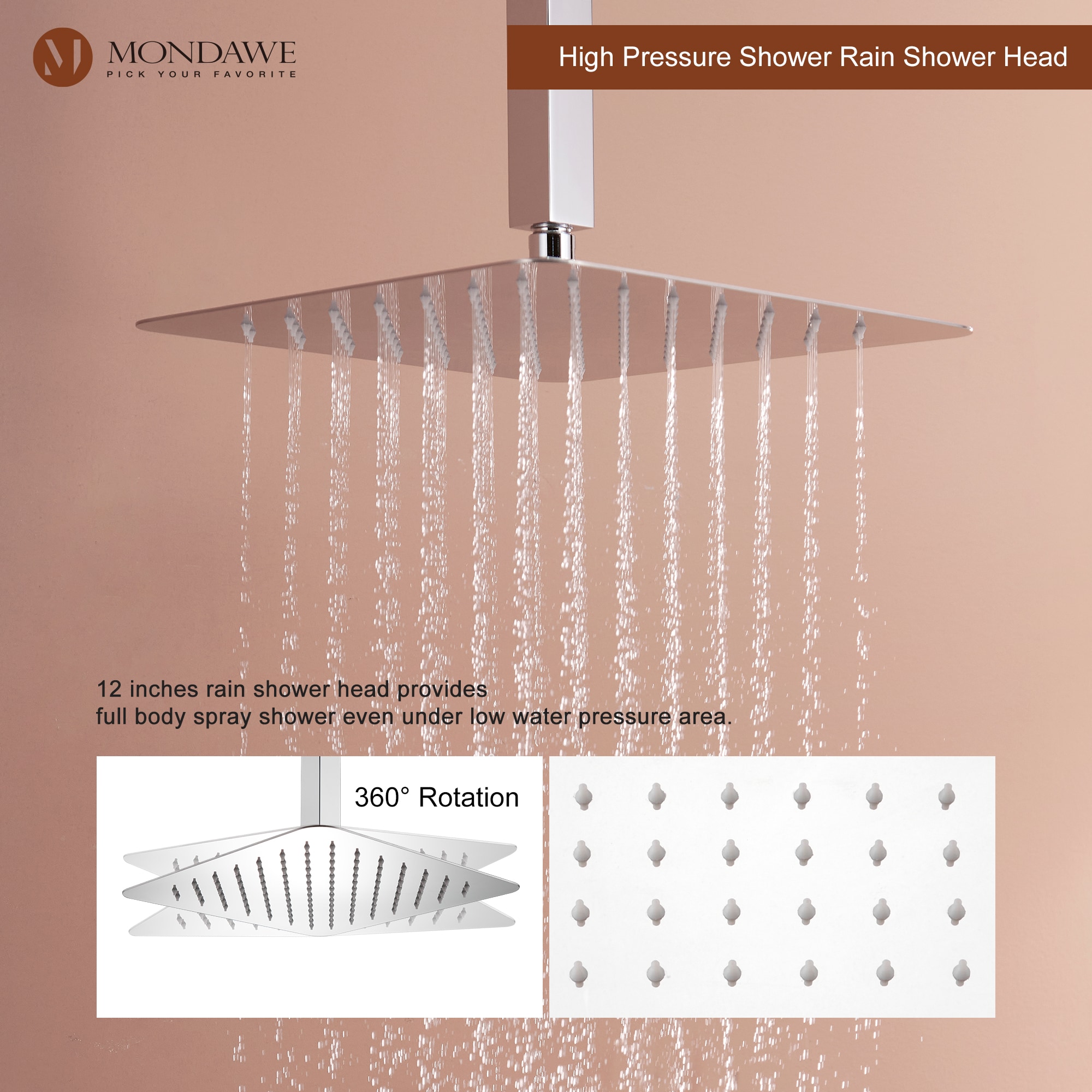 Mondawe WF6310-12CH Showerhead-Bar-Panels - View #5