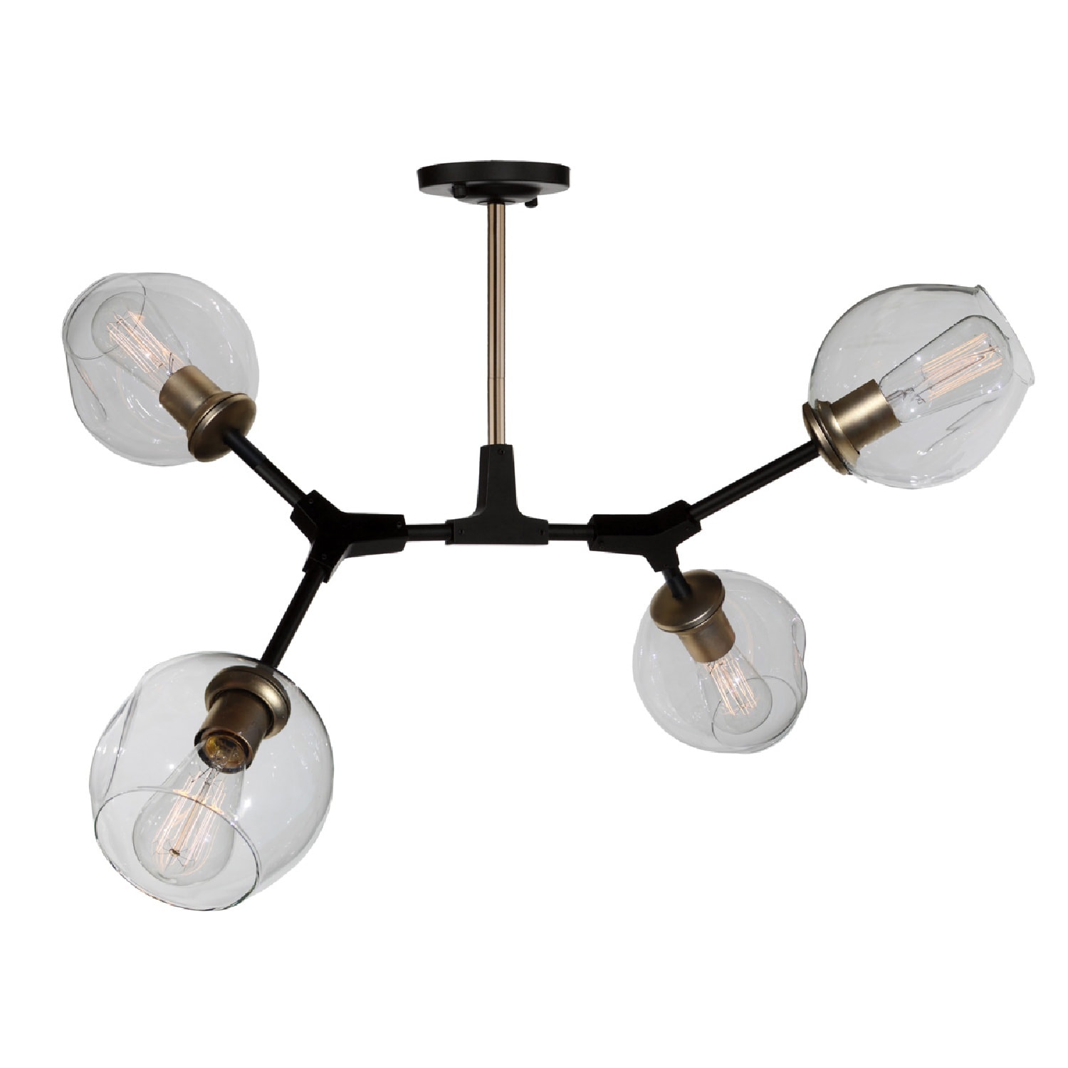 ARTCRAFT JA14024VB Organic 4 -Light 29.0-in Brushed Brass Semi Flush Mount Light