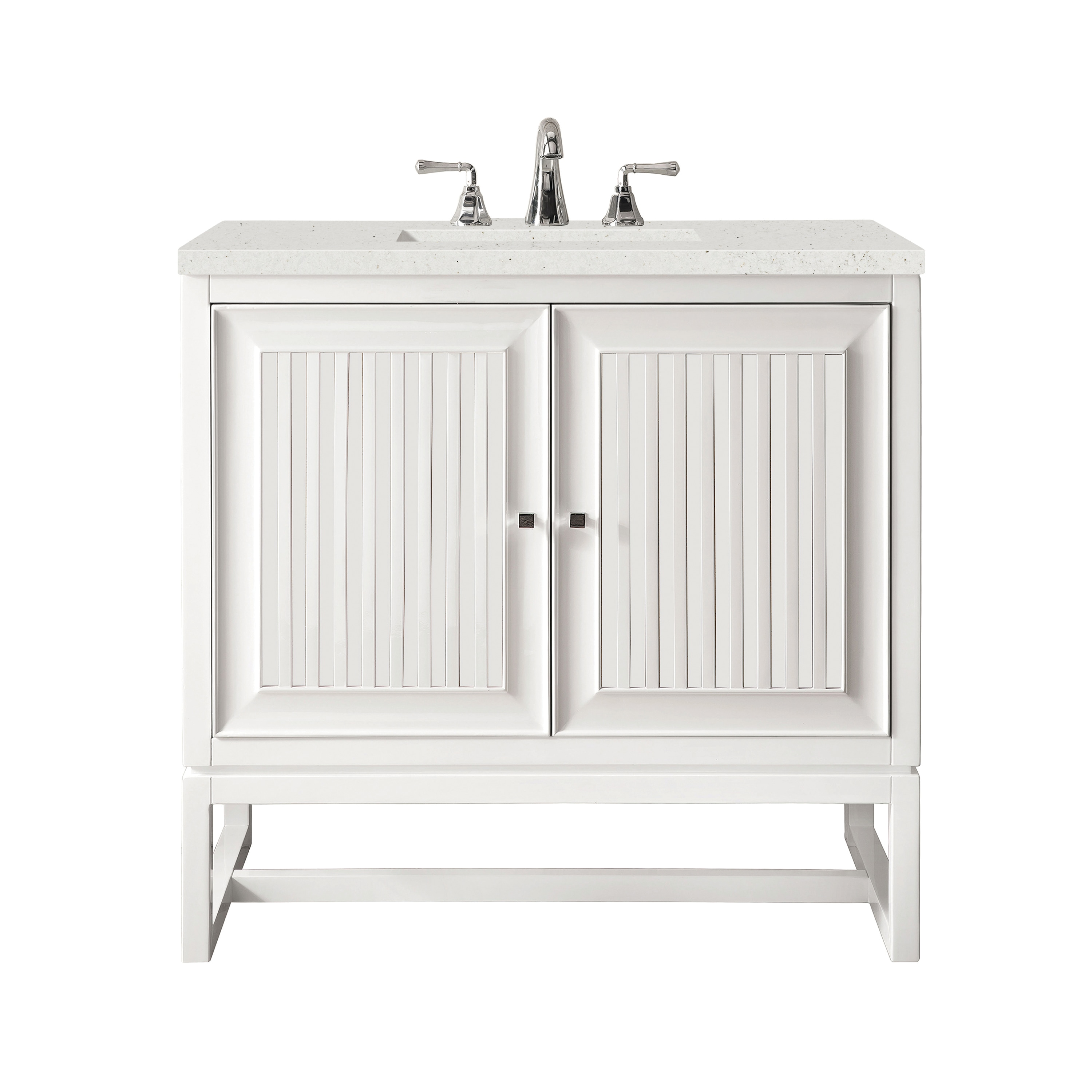 Athens 30" Glossy White Single Bathroom Vanity with Quartz Top