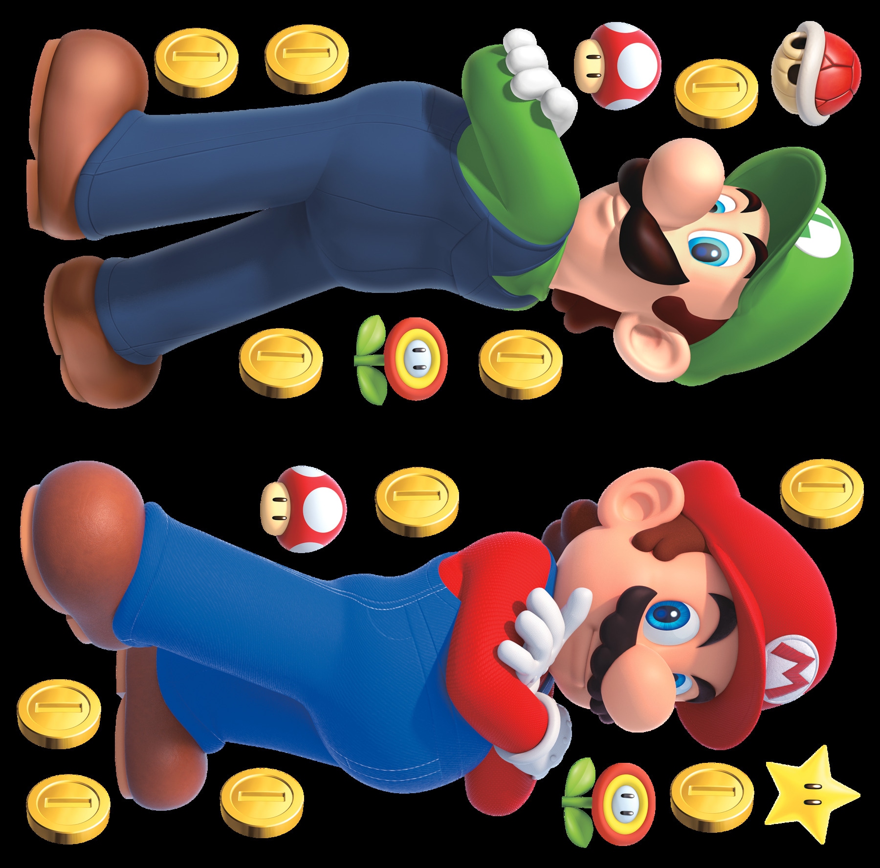 Super Mario and Luigi Colorful Peel and Stick Wall Decals