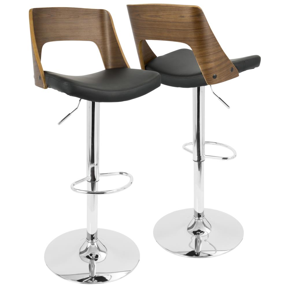 LumiSource BS-VLNCI WL+BK Valencia Walnut, Black 42-in H Bar height Upholstered Swivel Metal Bar Stool