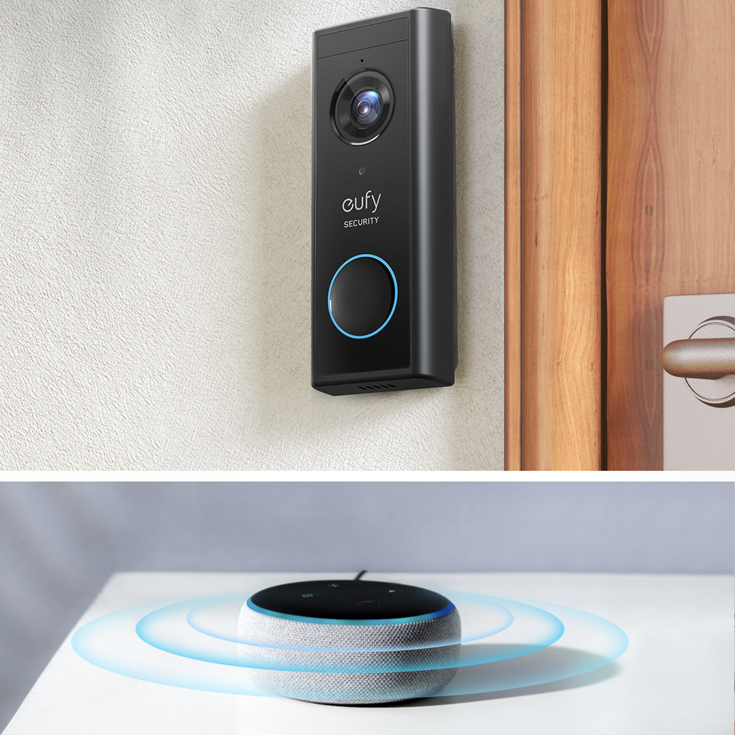 eufy Security Video Doorbell 2K, Battery and Wired add-on Wireless Wi-fi Compatibility Smart Video Doorbell in Black
